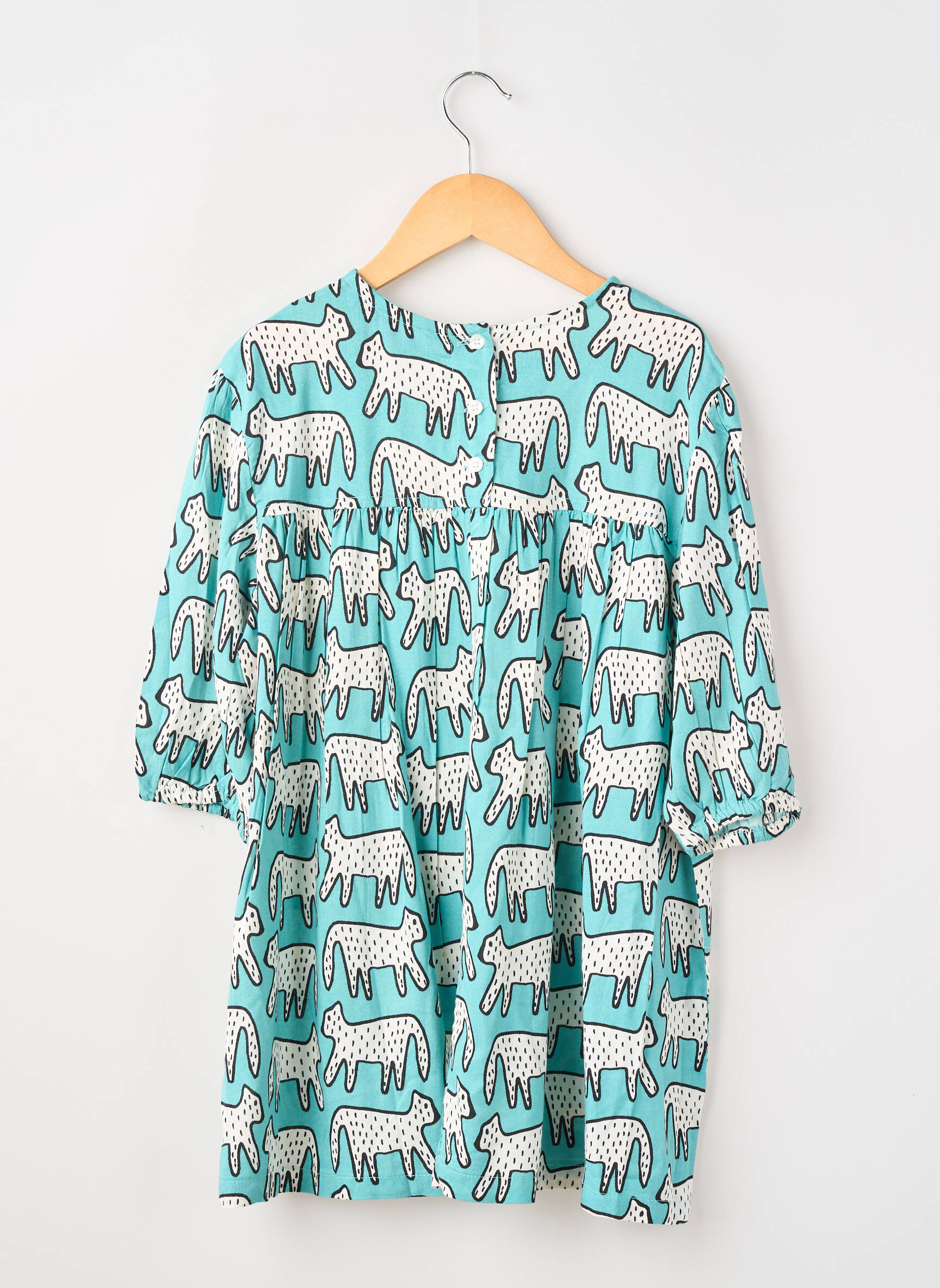Robe mi-longue fermeture zippée au dos manches 3/4 bleu COMPAÑIA FANTASTICA fille
