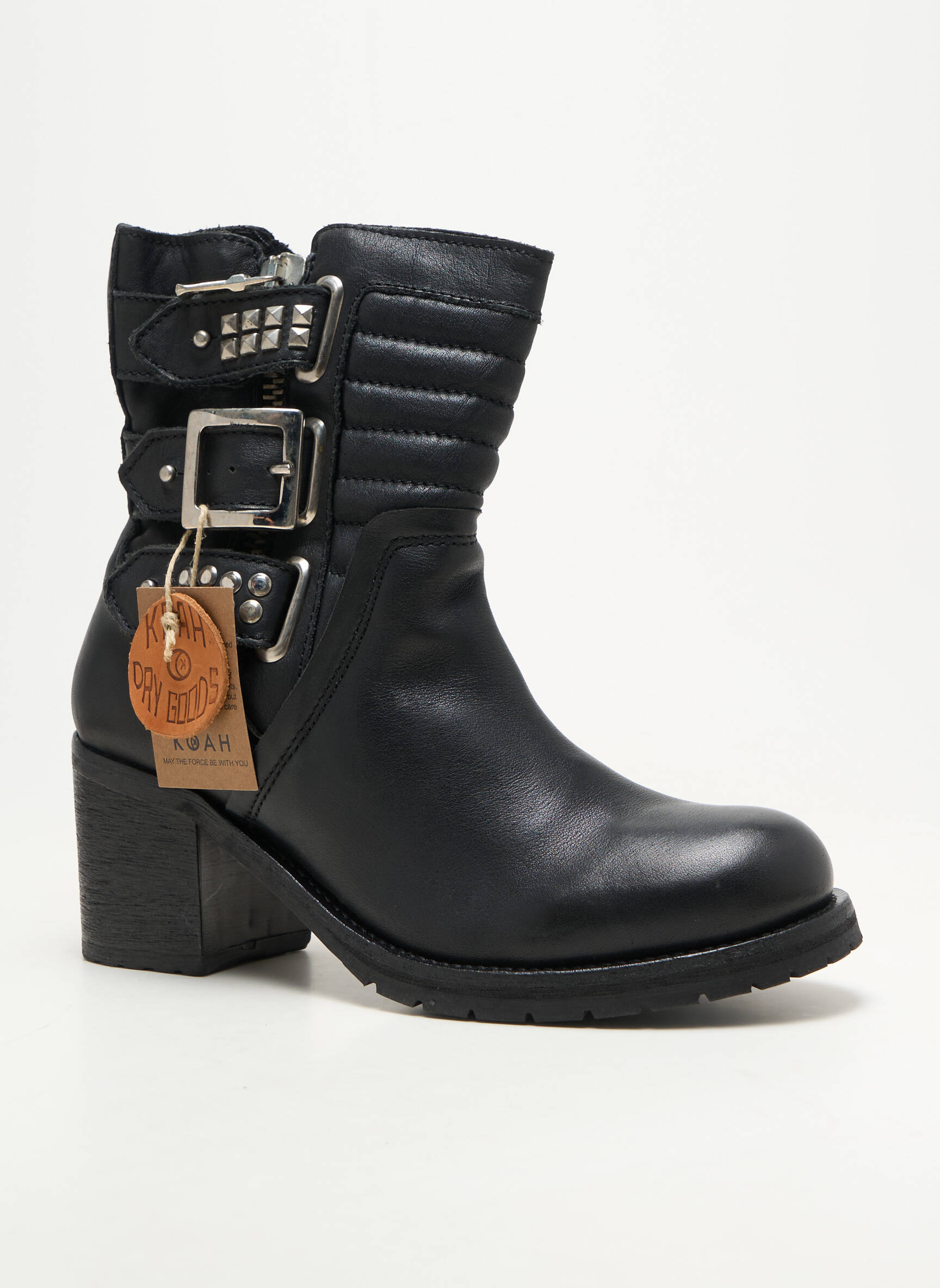 Bottines/boots matière lisse talon de 7 à 9cm noir KOAH femme
