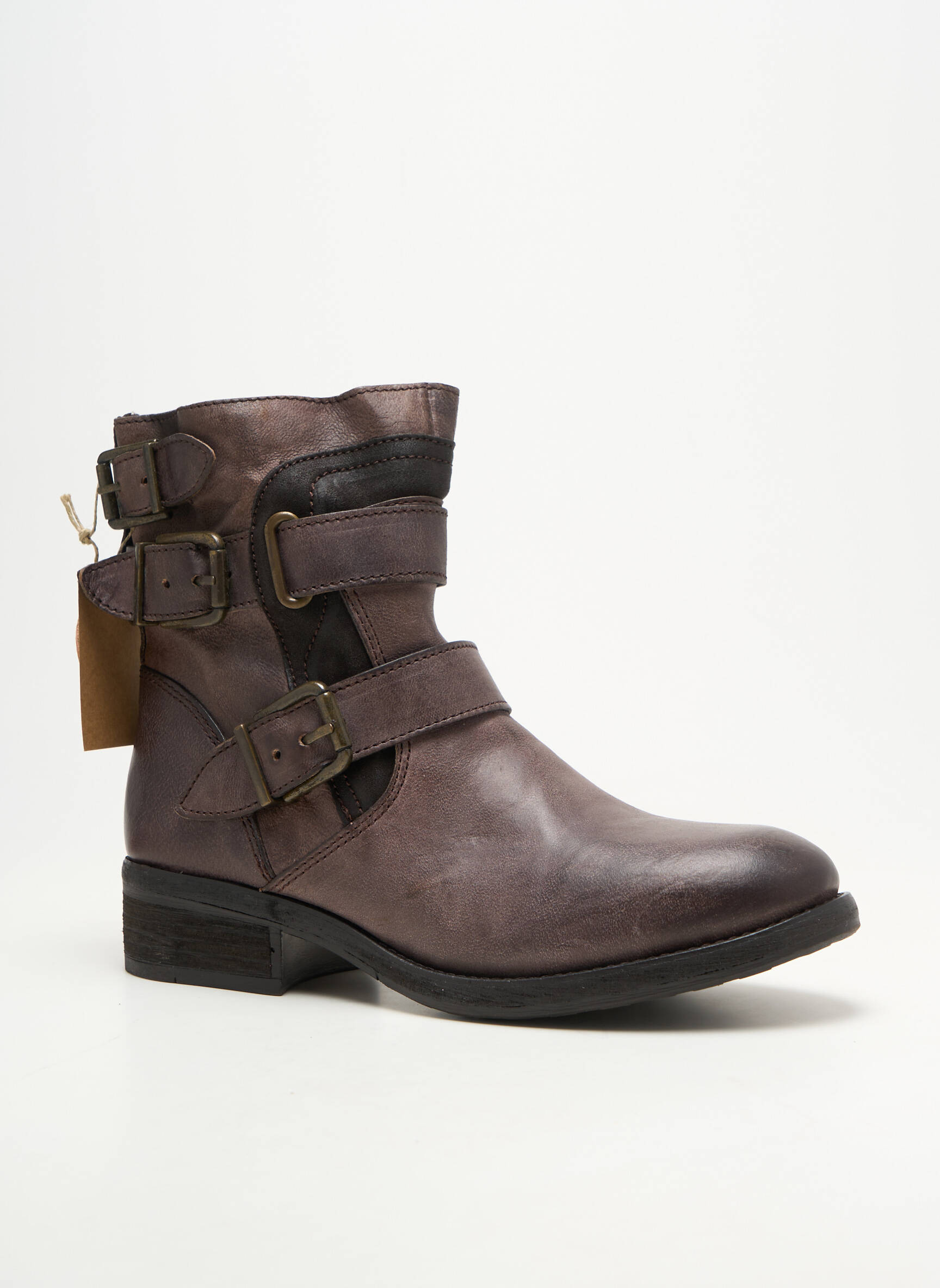 Bottines/boots matière lisse talon de 4 à 6cm marron KOAH femme
