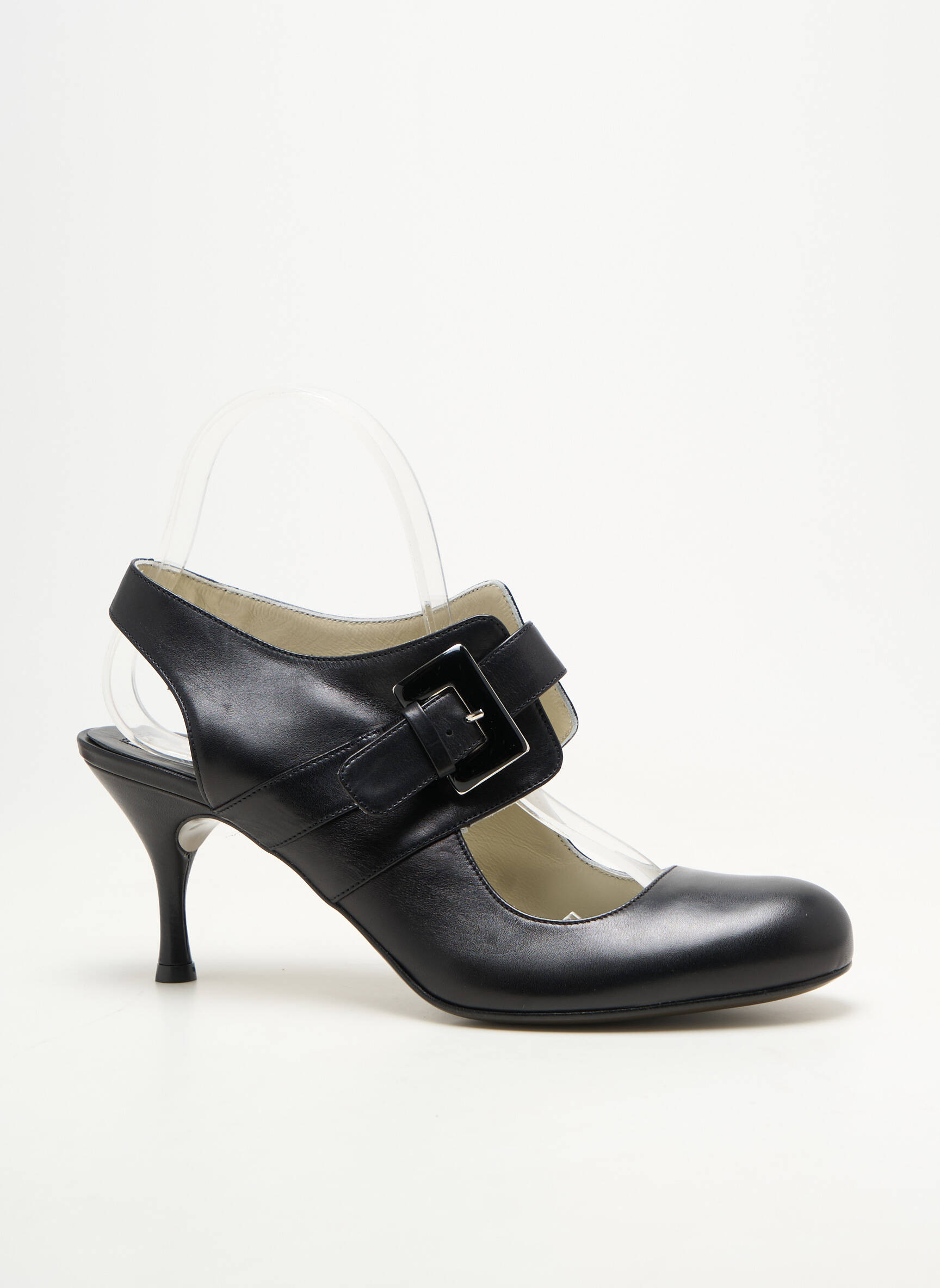 Escarpins matière lisse talon de 7 à 9cm noir STEPHANE KELIAN femme