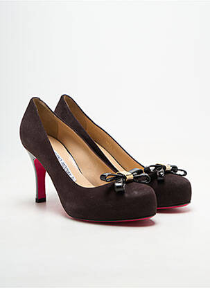 Escarpins semelle extérieure cuir talon de 7 à 9cm marron LUCIANO PADOVAN femme