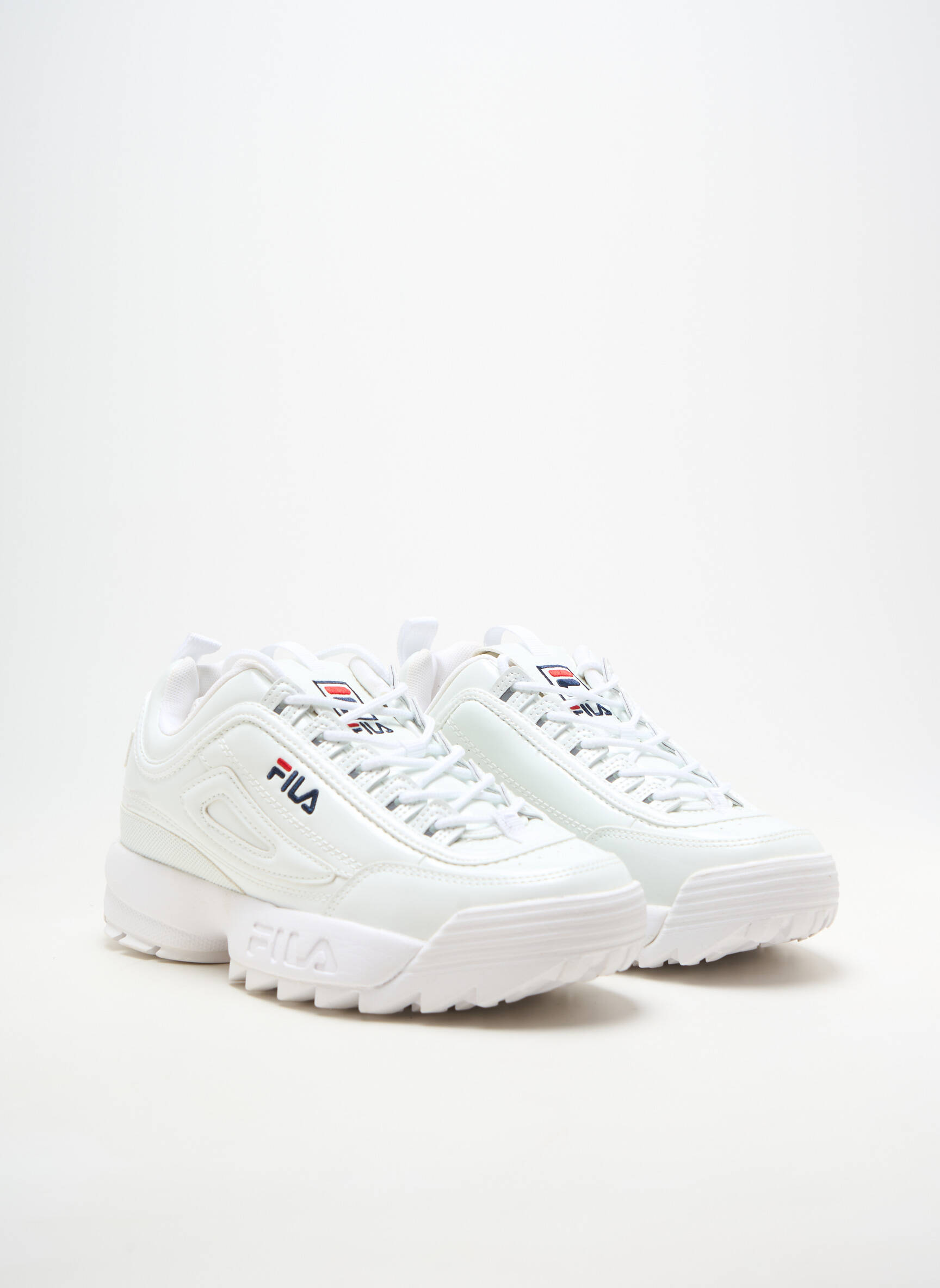Baskets matière lisse talon plat jusqu'à 3cm blanc FILA femme