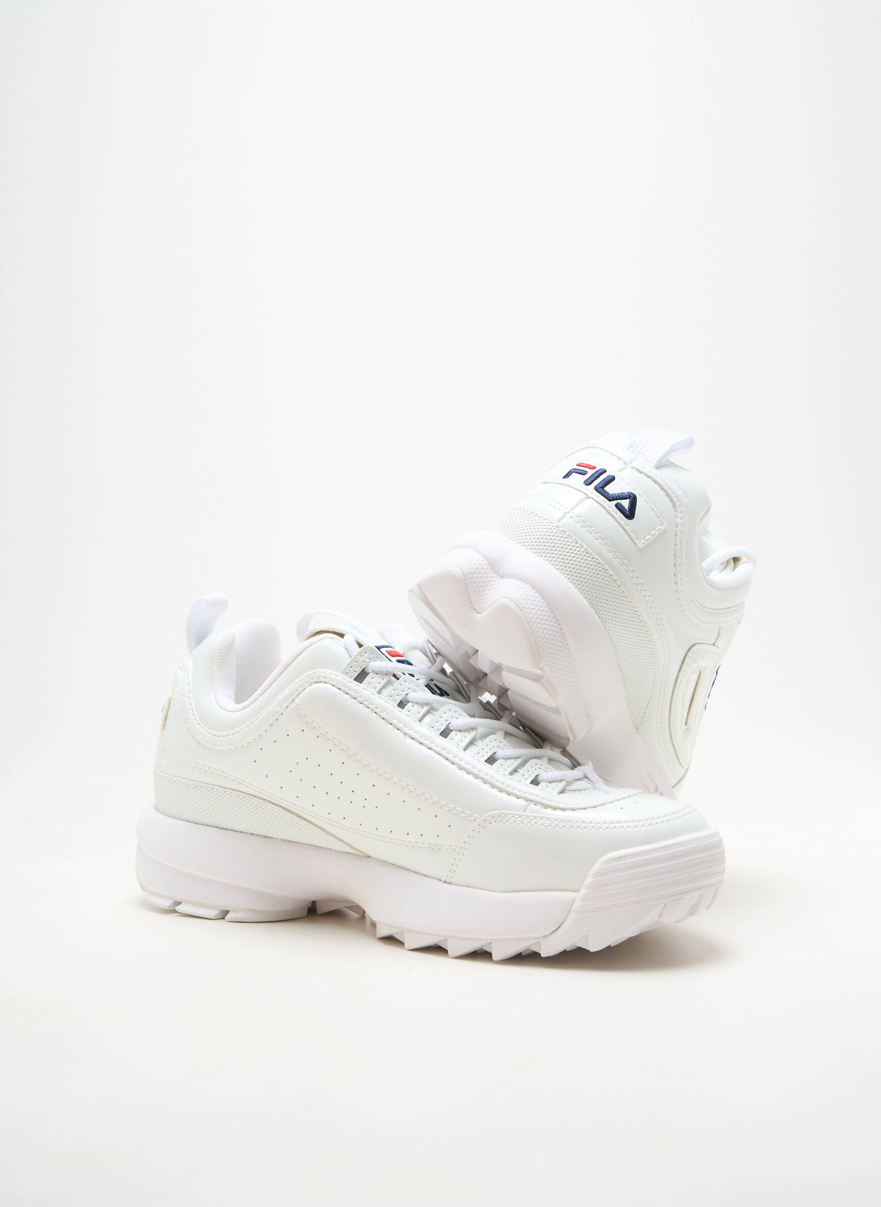 Baskets matière lisse talon plat jusqu'à 3cm blanc FILA femme