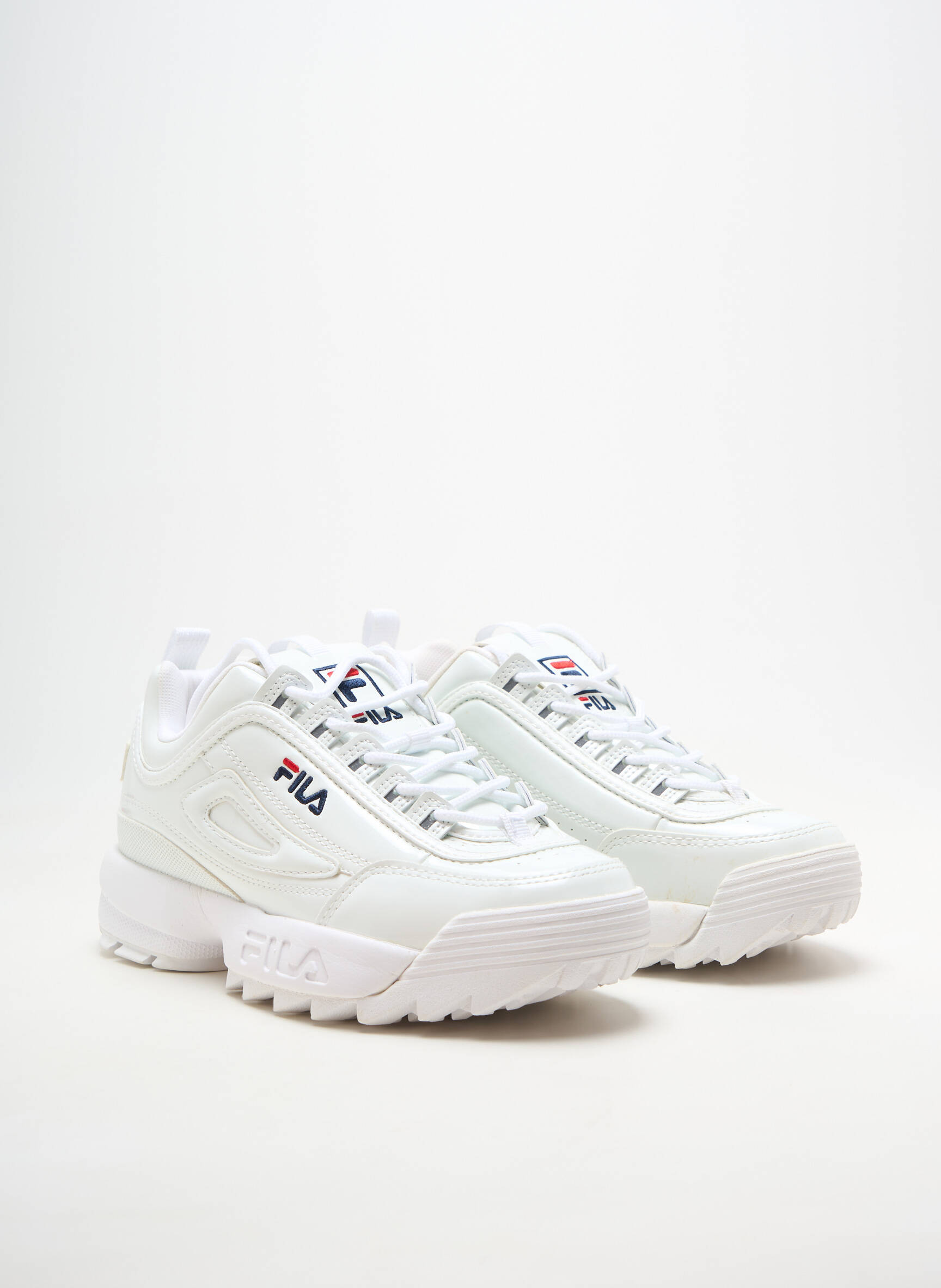 Baskets matière lisse talon plat jusqu'à 3cm blanc FILA femme