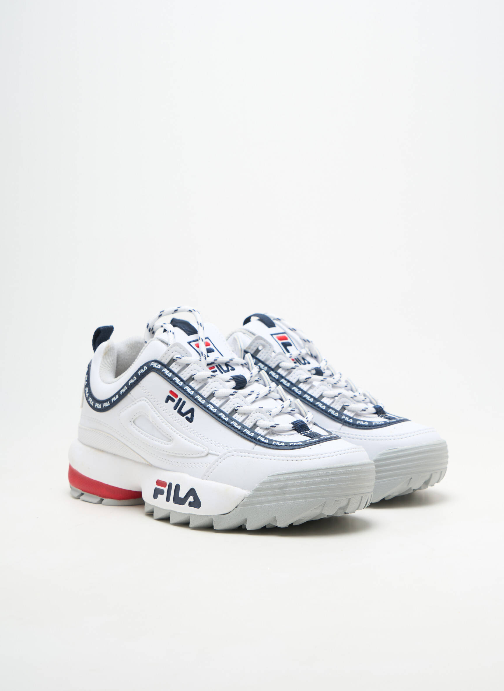 Baskets matière lisse talon plat jusqu'à 3cm blanc FILA femme