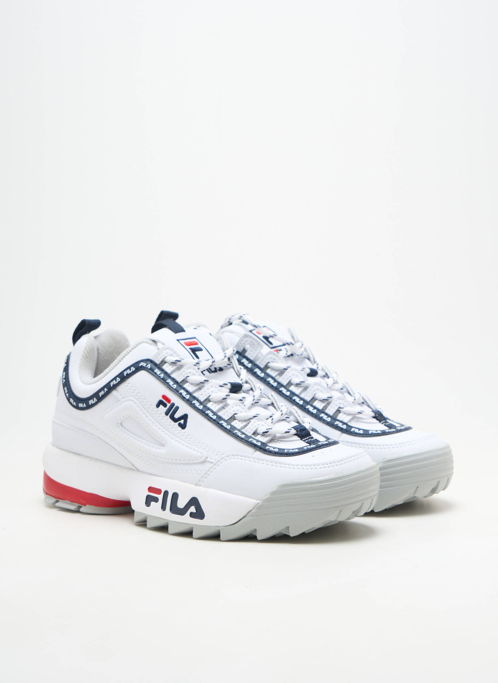 Baskets matière lisse talon plat jusqu'à 3cm blanc FILA femme