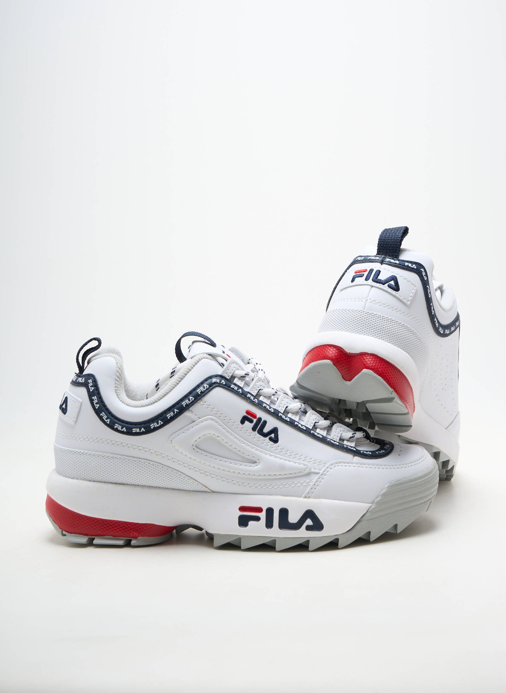 Baskets matière lisse talon plat jusqu'à 3cm blanc FILA femme