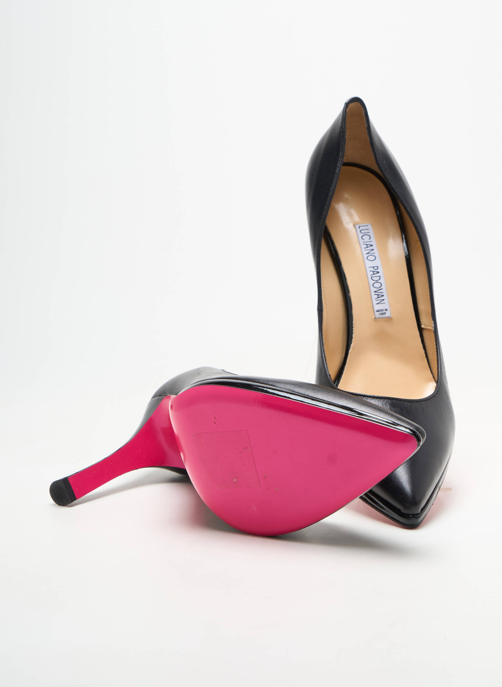 Escarpins matière lisse talon haut de 10cm et plus noir LUCIANO PADOVAN femme