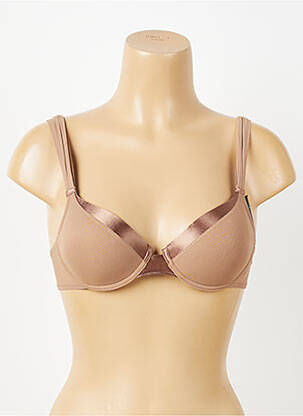 Soutien-gorge effet matière satinée haut soutien-gorge moulé marron IMPLICITE femme