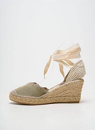 Espadrilles fermeture lacets talon de 7 à 9cm vert SUYUTE femme