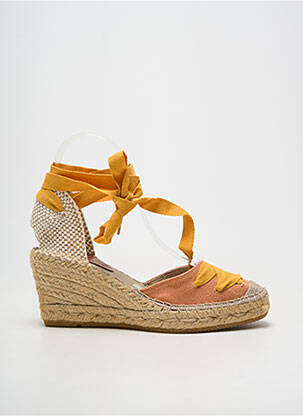 Espadrilles fermeture lacets talon de 7 à 9cm orange SUYUTE femme