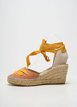 Espadrilles fermeture lacets talon de 7 à 9cm orange SUYUTE femme