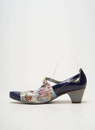 Escarpins matière lisse talon de 4 à 6cm bleu UN TOUR EN VILLE femme