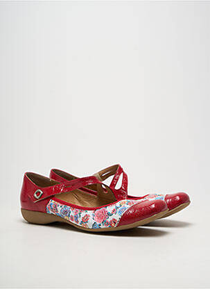 Ballerines fermeture scratch talon plat jusqu'à 3cm rouge UN TOUR EN VILLE femme