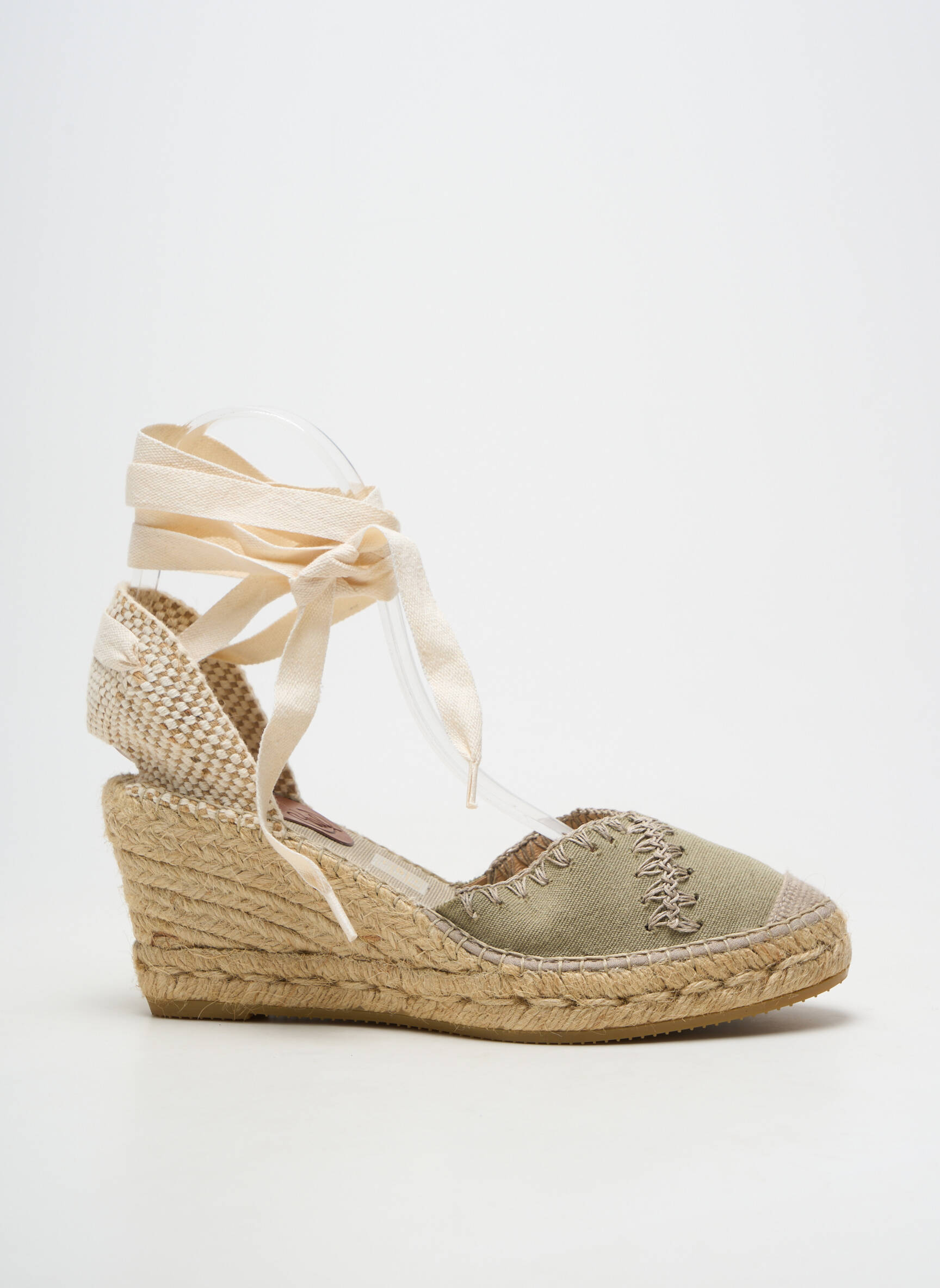 Espadrilles fermeture lacets talon de 7 à 9cm vert SUYUTE femme