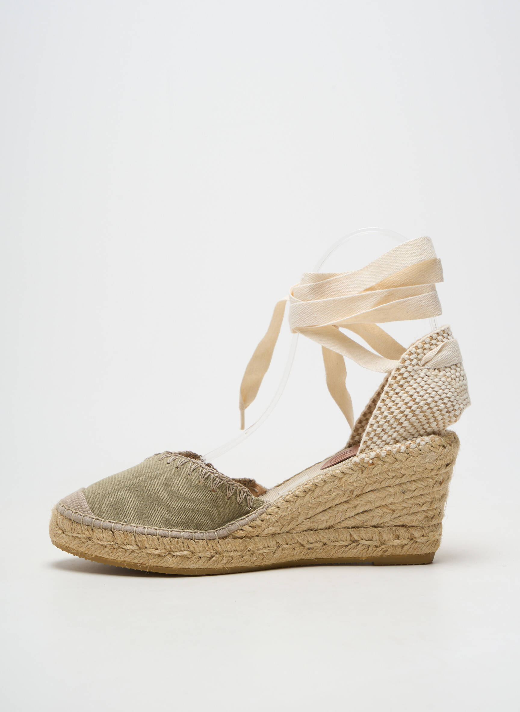 Espadrilles fermeture lacets talon de 7 à 9cm vert SUYUTE femme