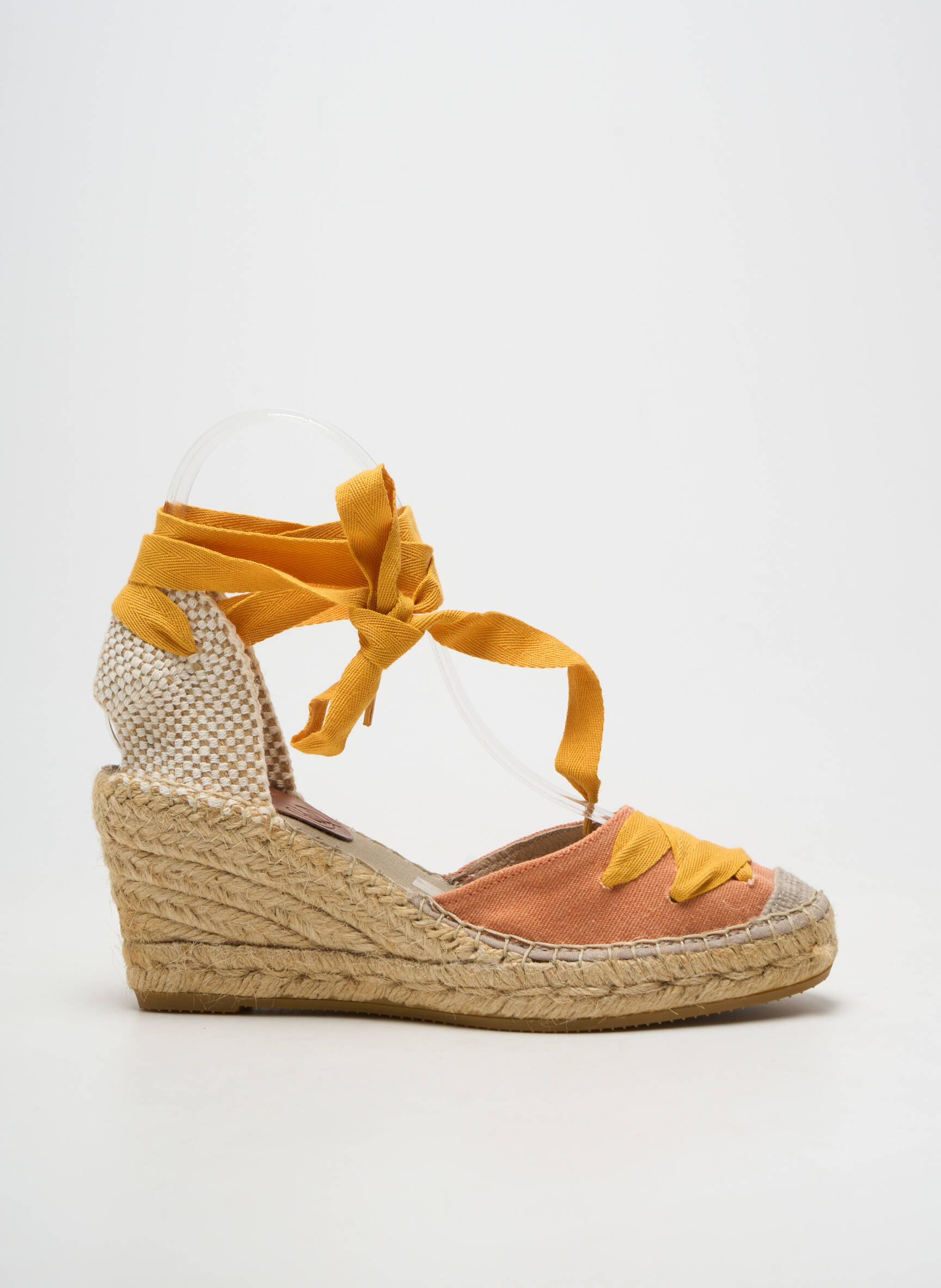 Espadrilles fermeture lacets talon de 7 à 9cm orange SUYUTE femme