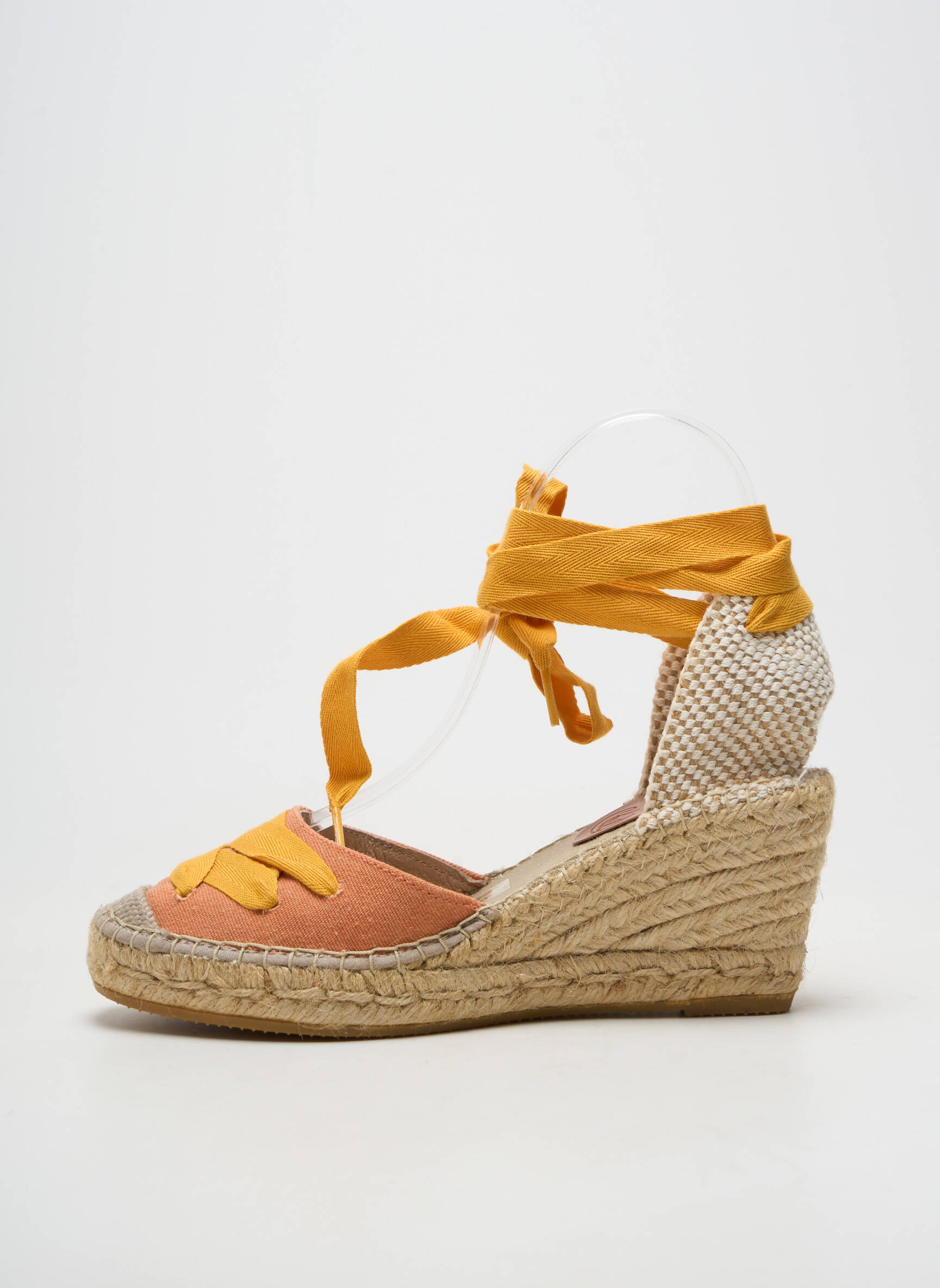 Espadrilles fermeture lacets talon de 7 à 9cm orange SUYUTE femme