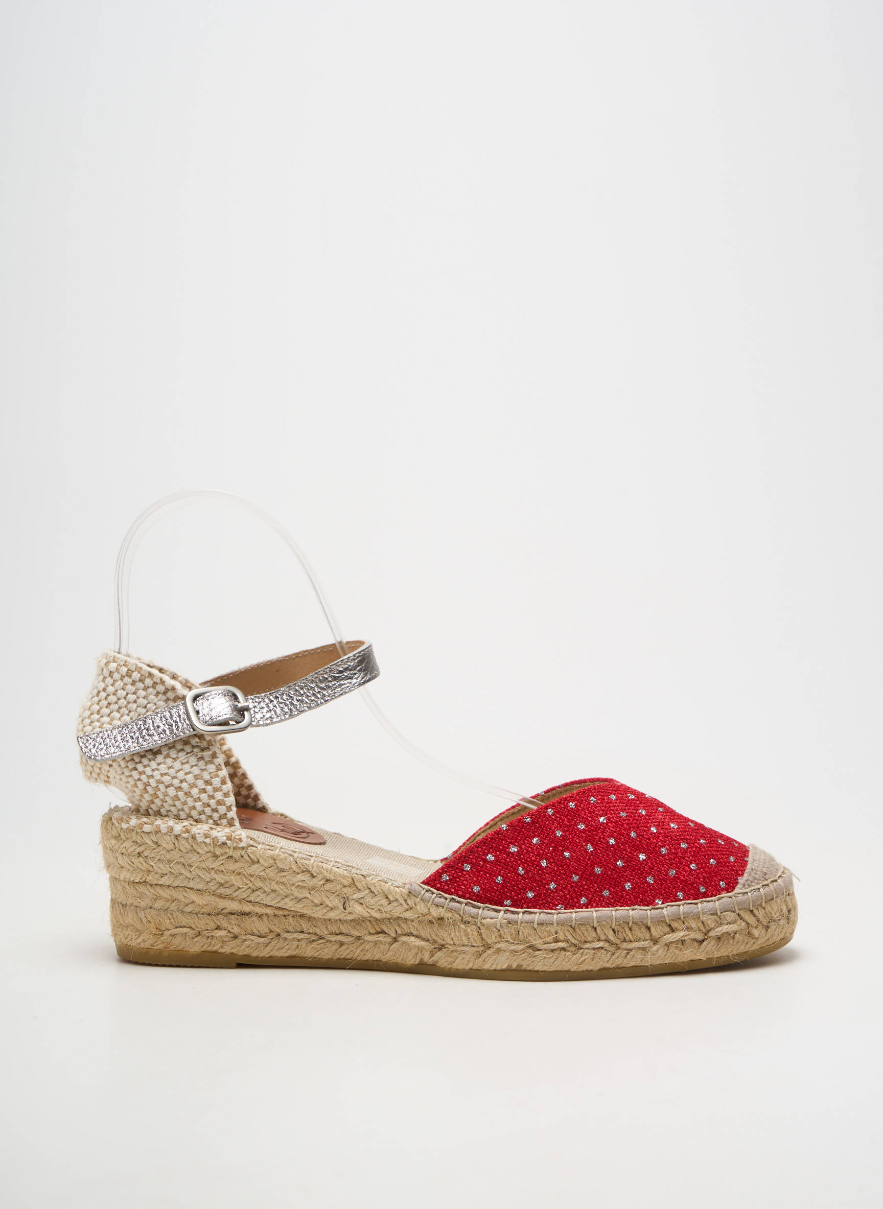 Espadrilles bout rond talon de 4 à 6cm rouge SUYUTE femme