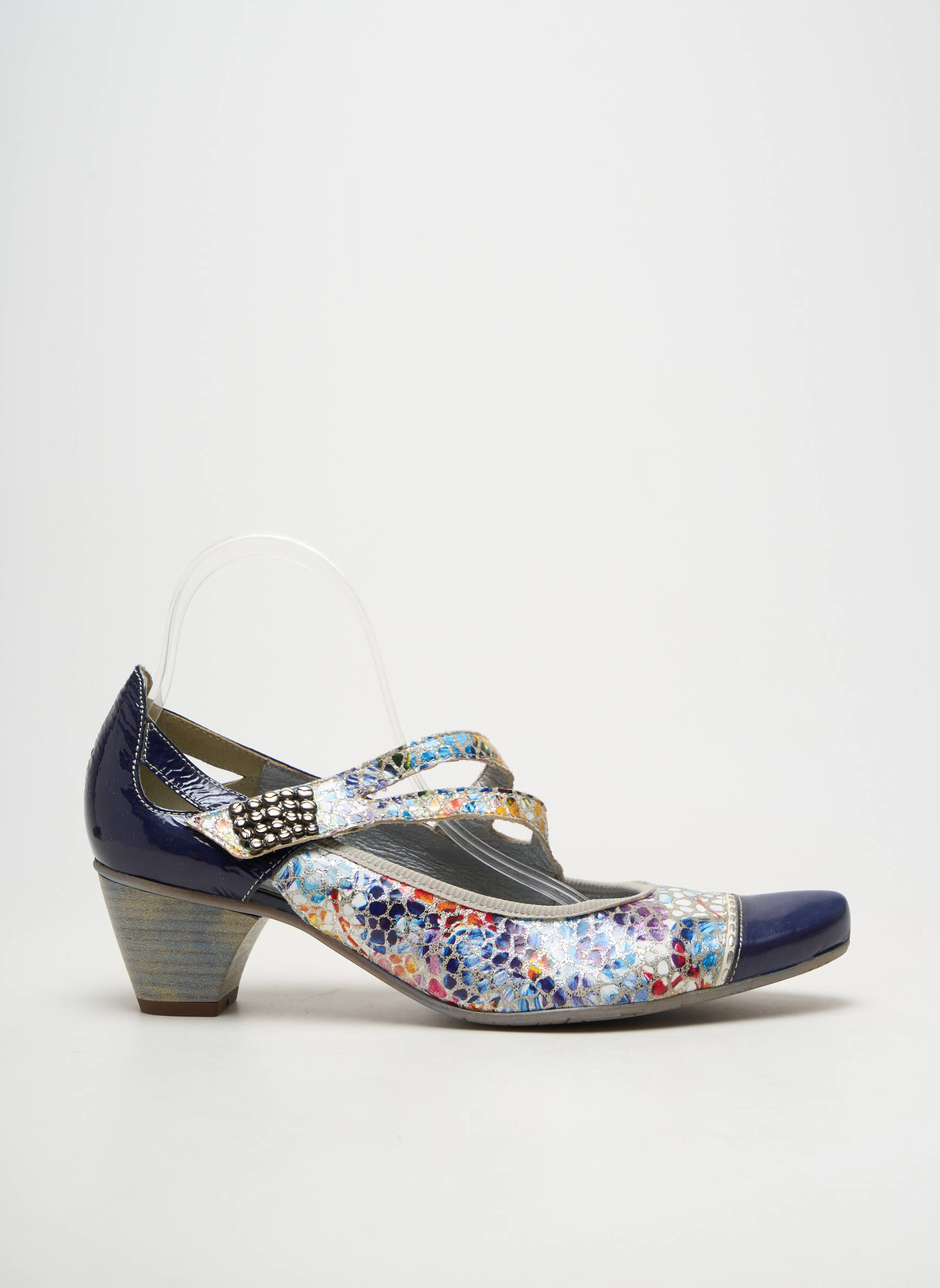 Escarpins matière lisse talon de 4 à 6cm bleu UN TOUR EN VILLE femme
