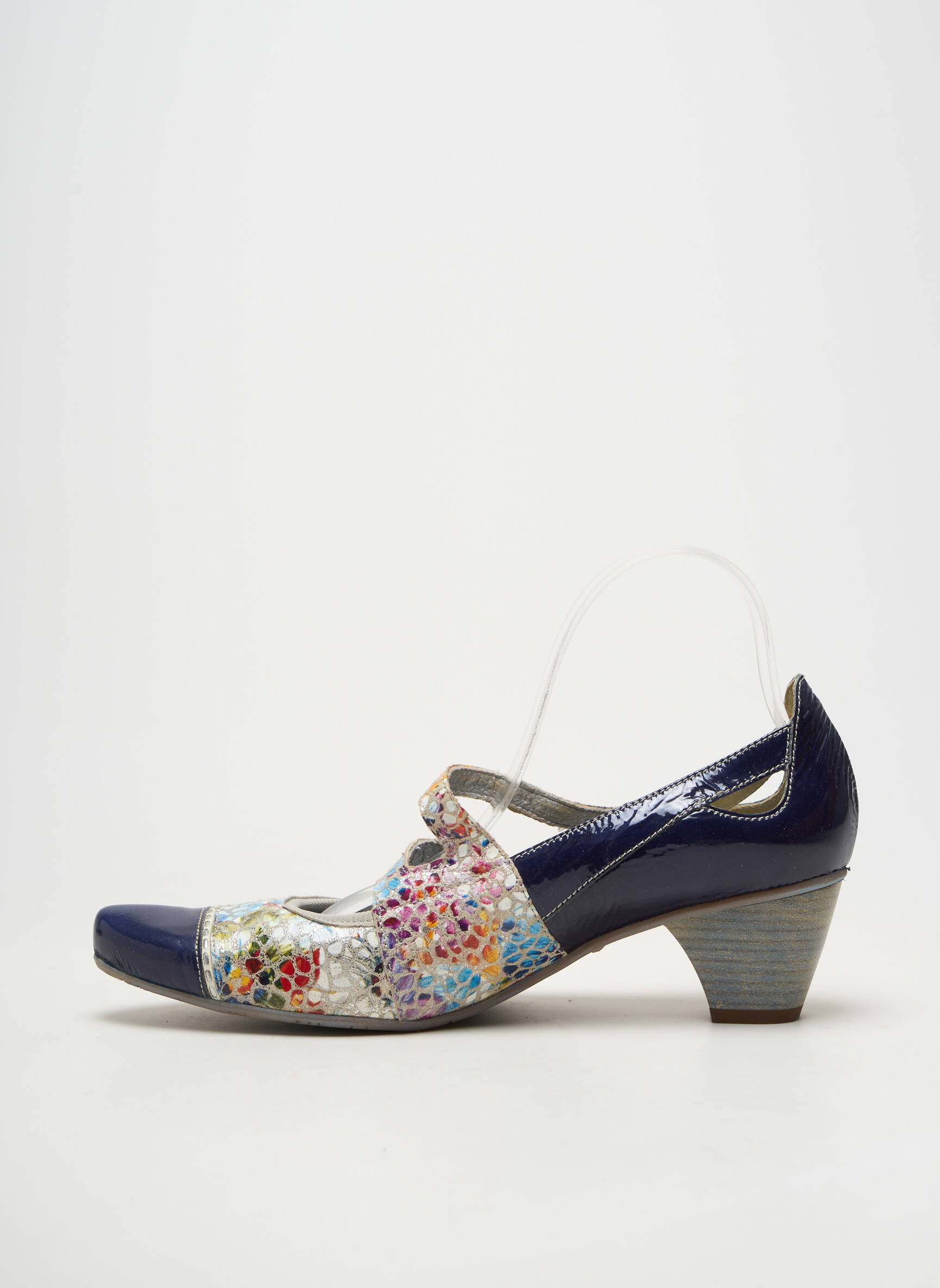 Escarpins matière lisse talon de 4 à 6cm bleu UN TOUR EN VILLE femme