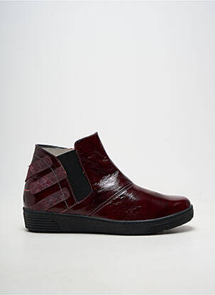 Bottines/boots matière lisse talon plat jusqu'à 3cm rouge OTTILIA femme