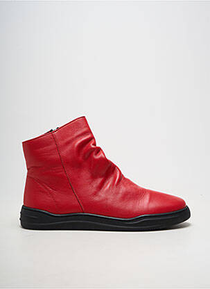 Bottines/boots matière lisse talon plat jusqu'à 3cm rouge FLEXINOS femme