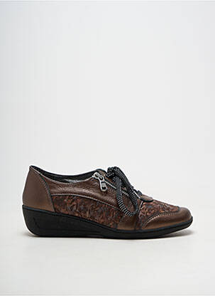 Chaussures de confort fermeture zip et lacets talon de 4 à 6cm marron OTTILIA femme