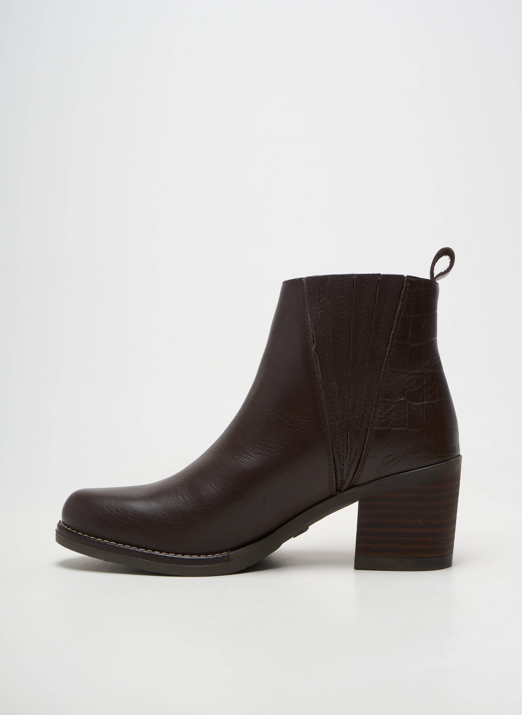 Bottines/boots matière lisse talon de 7 à 9cm marron OTTILIA femme