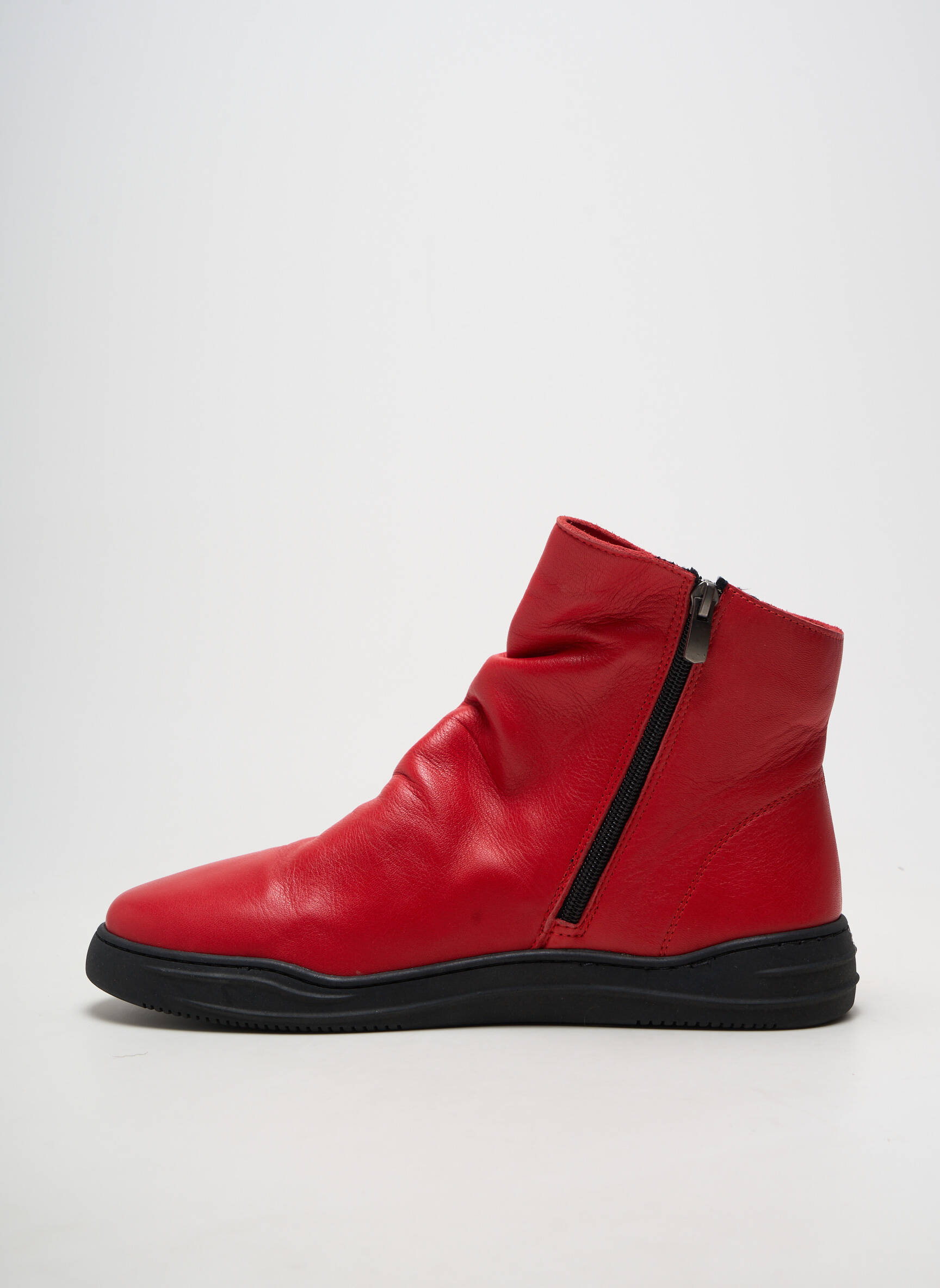Bottines/boots matière lisse talon plat jusqu'à 3cm rouge FLEXINOS femme