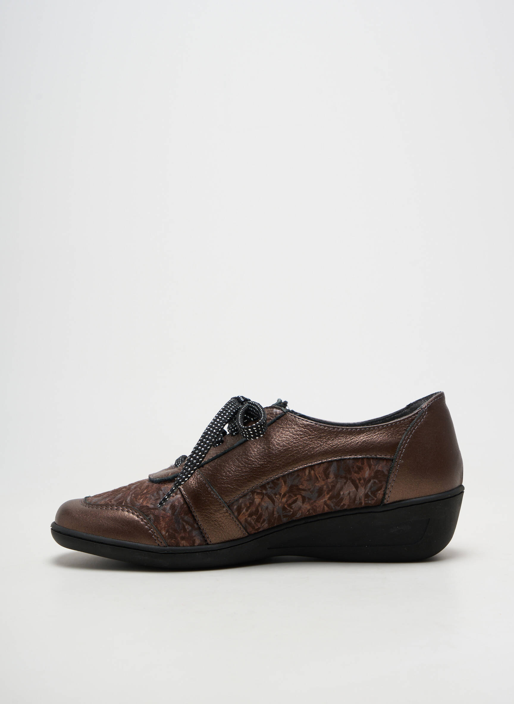 Chaussures de confort fermeture zip et lacets talon de 4 à 6cm marron OTTILIA femme