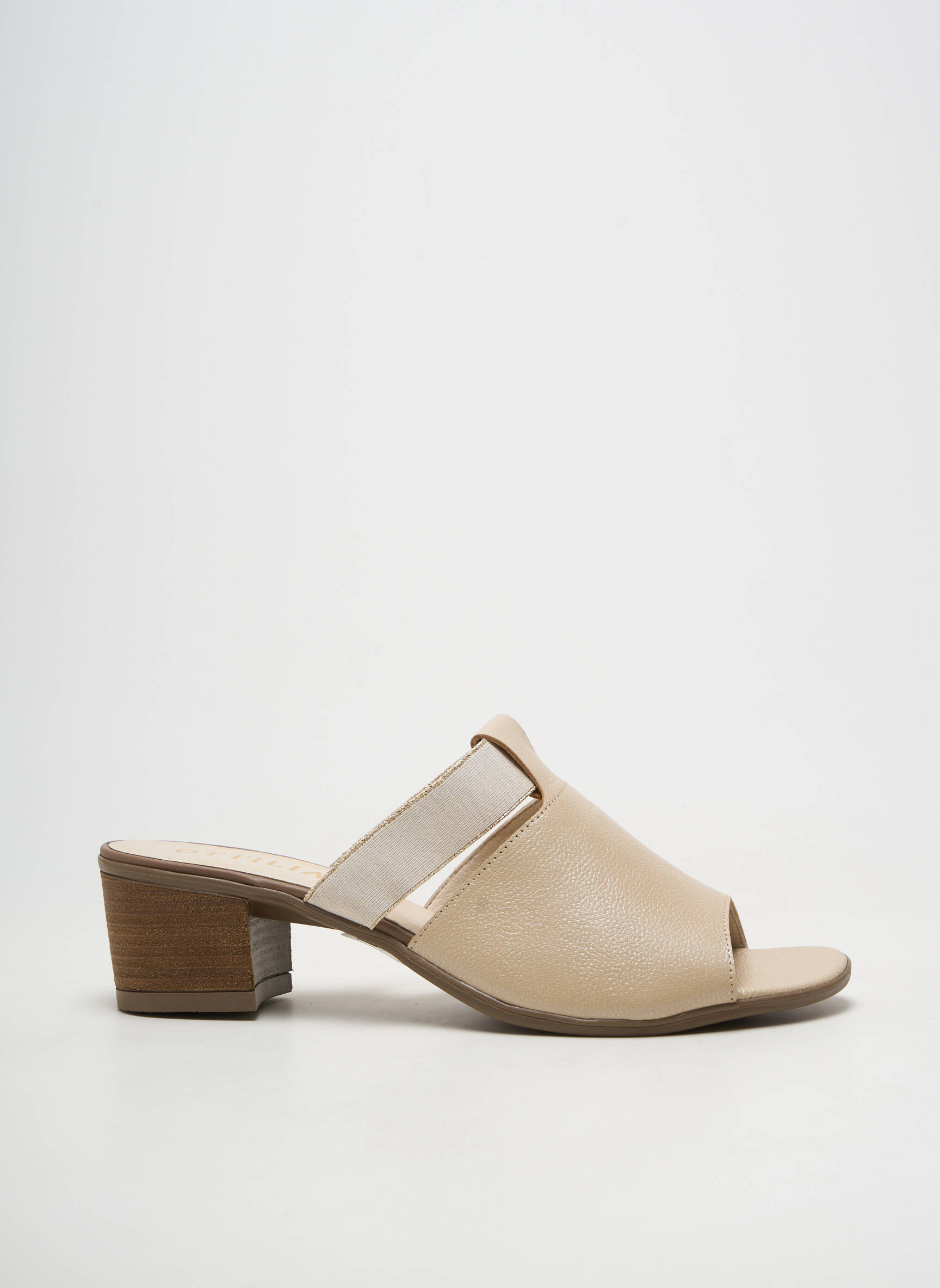 Mules/sabots matière lisse talon de 4 à 6cm beige OTTILIA femme