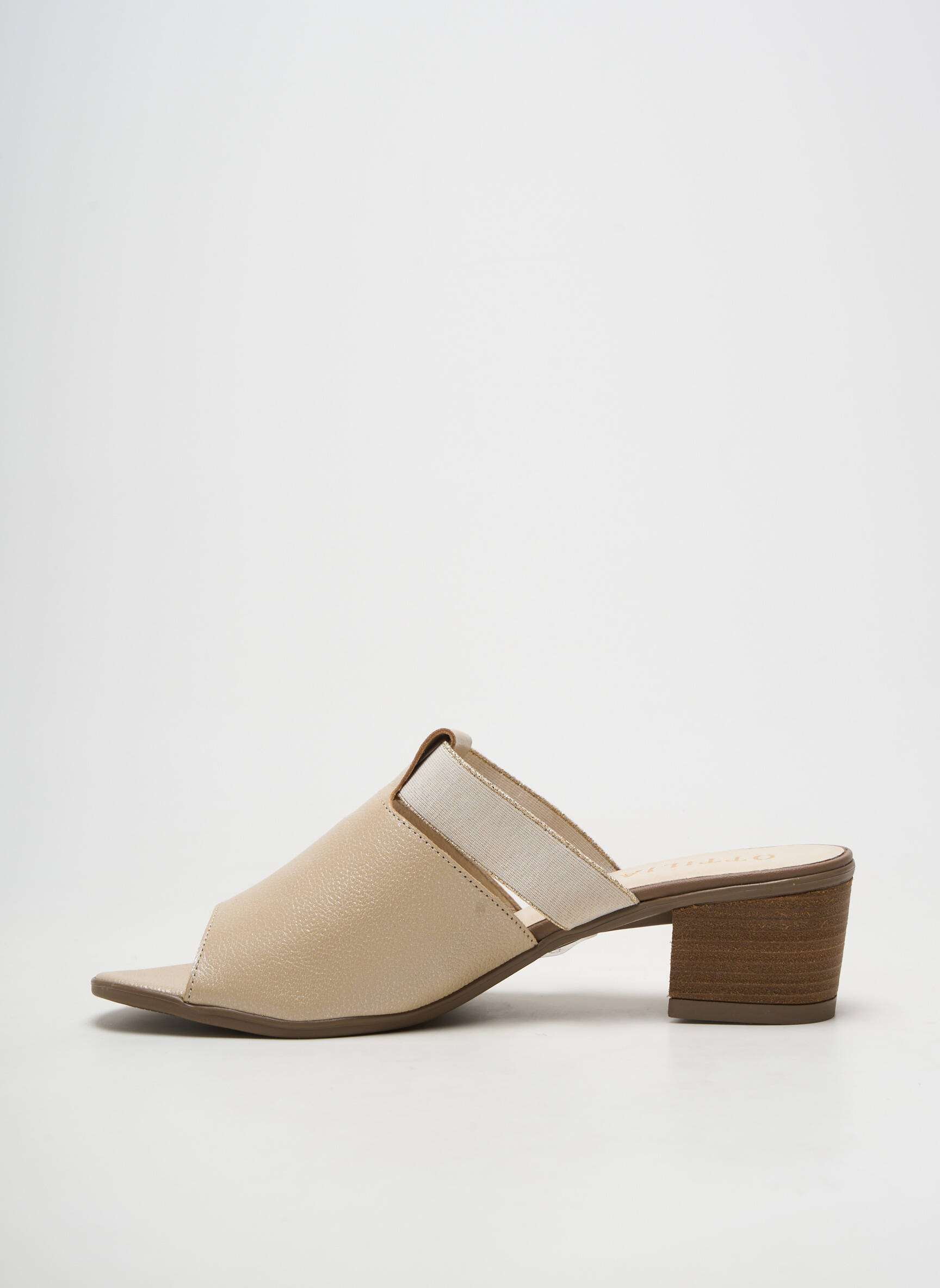 Mules/sabots matière lisse talon de 4 à 6cm beige OTTILIA femme