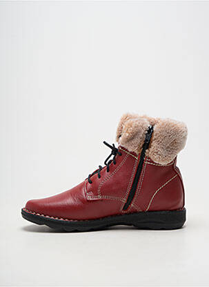 Bottines/boots matière lisse talon plat jusqu'à 3cm rouge ARIMA femme