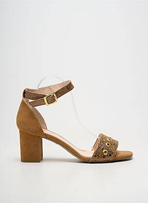 Sandales/nu pieds matière lisse talon de 4 à 6cm marron REBELLES femme