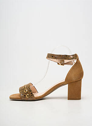 Sandales/nu pieds matière lisse talon de 4 à 6cm marron REBELLES femme