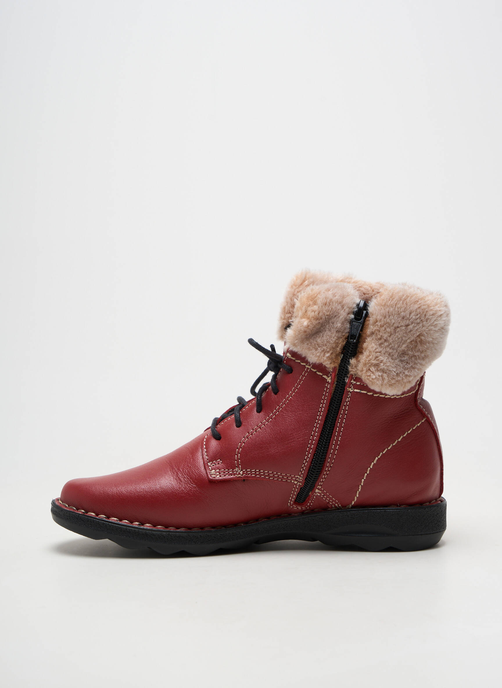 Bottines/boots matière lisse talon plat jusqu'à 3cm rouge ARIMA femme