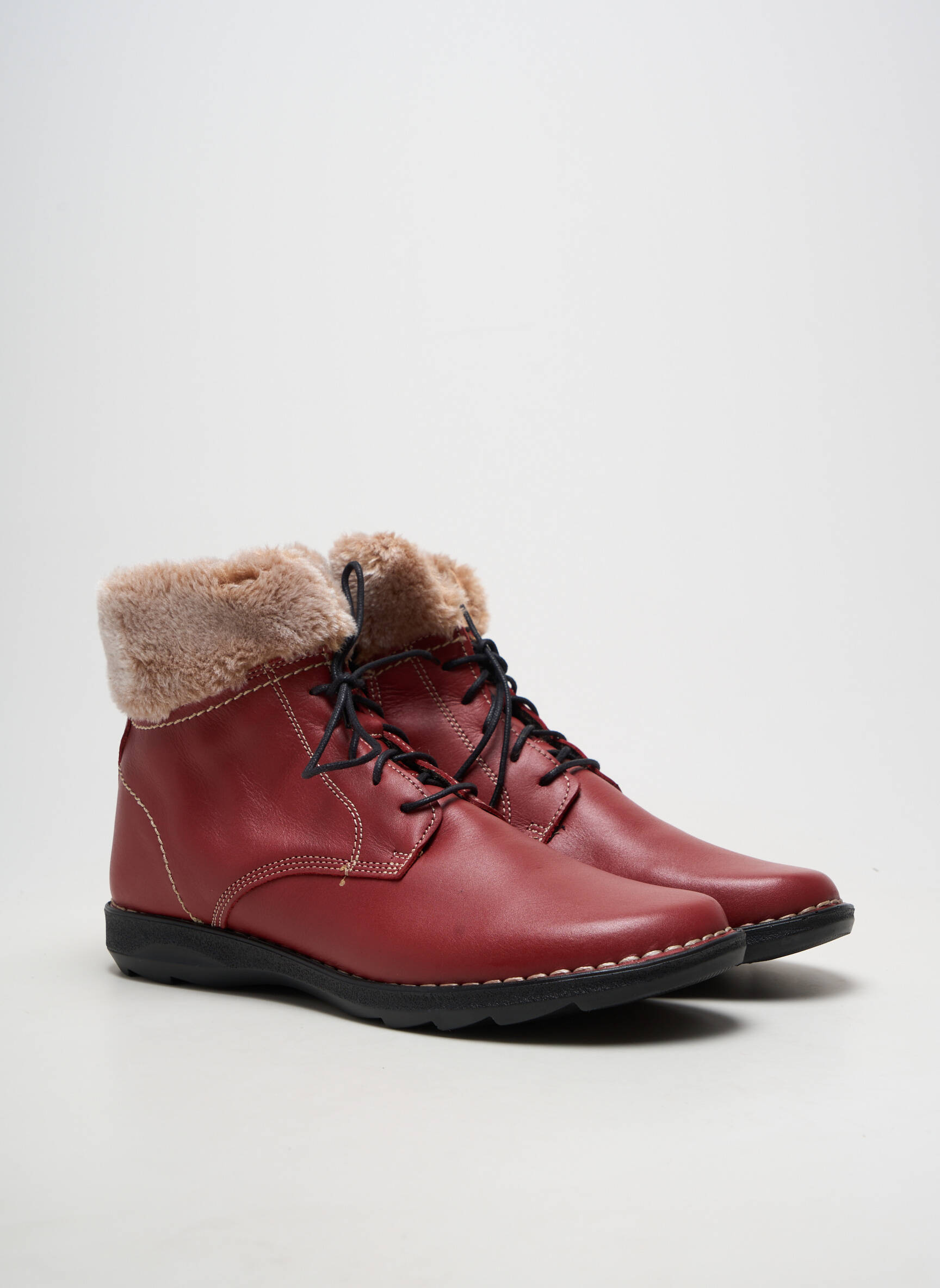 Bottines/boots matière lisse talon plat jusqu'à 3cm rouge ARIMA femme