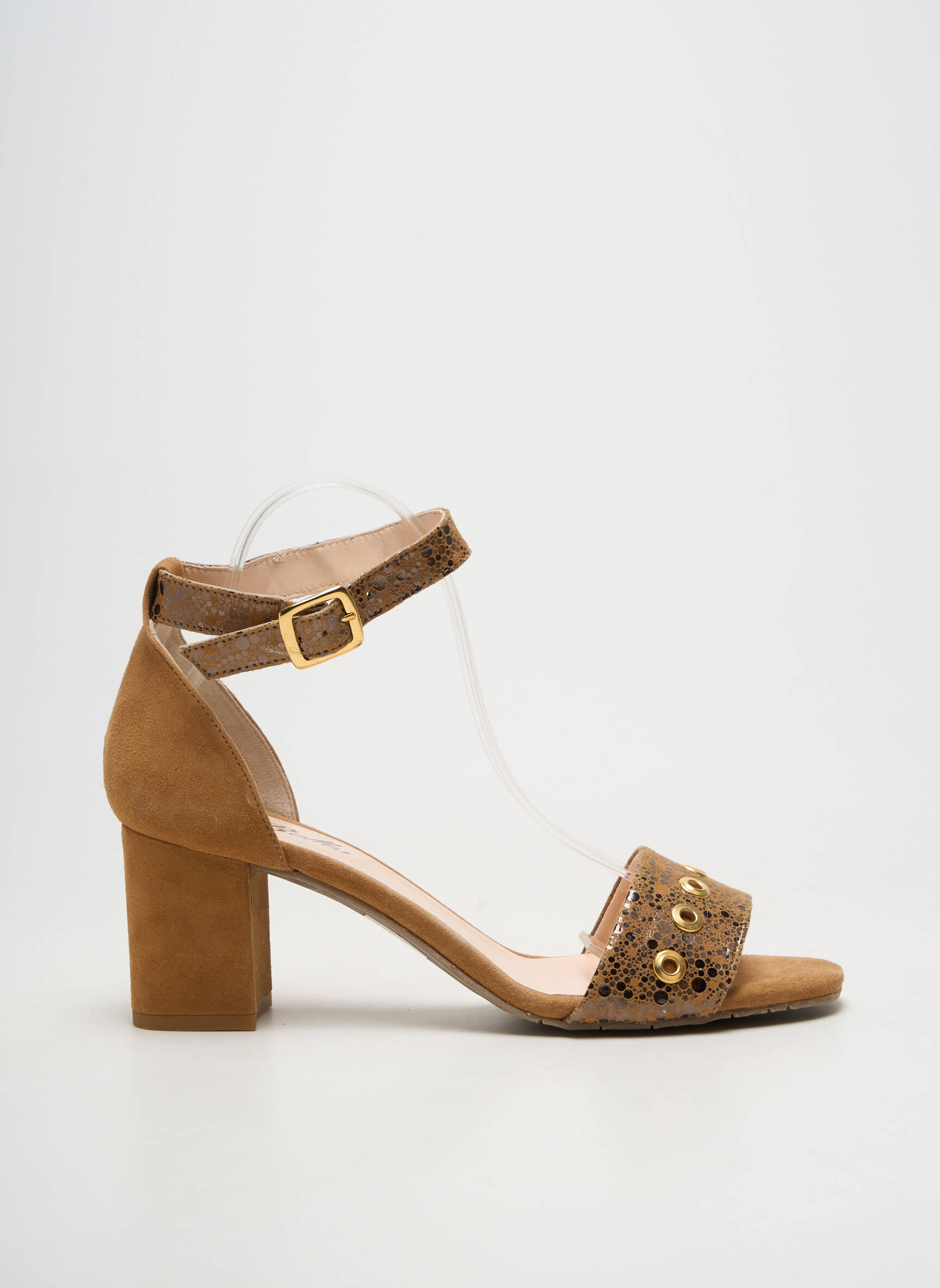 Sandales/nu pieds matière lisse talon de 4 à 6cm marron REBELLES femme