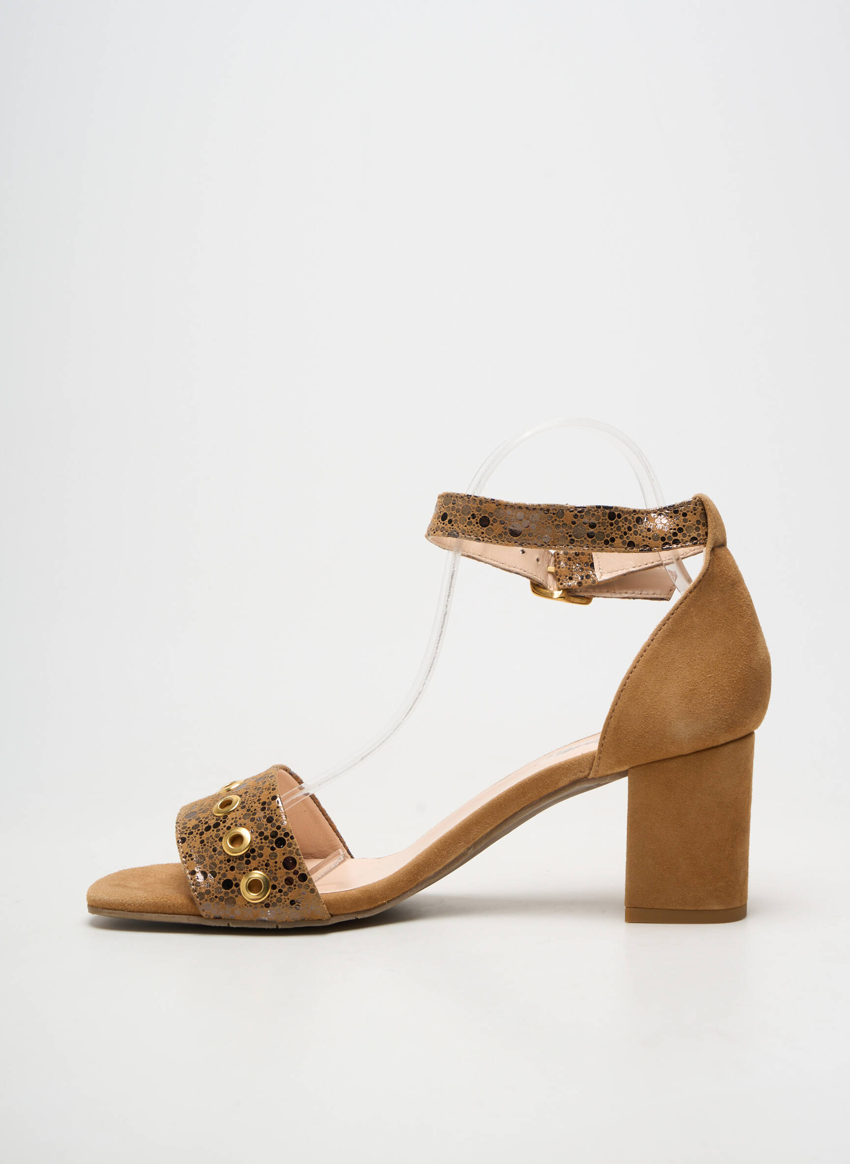 Sandales/nu pieds matière lisse talon de 4 à 6cm marron REBELLES femme