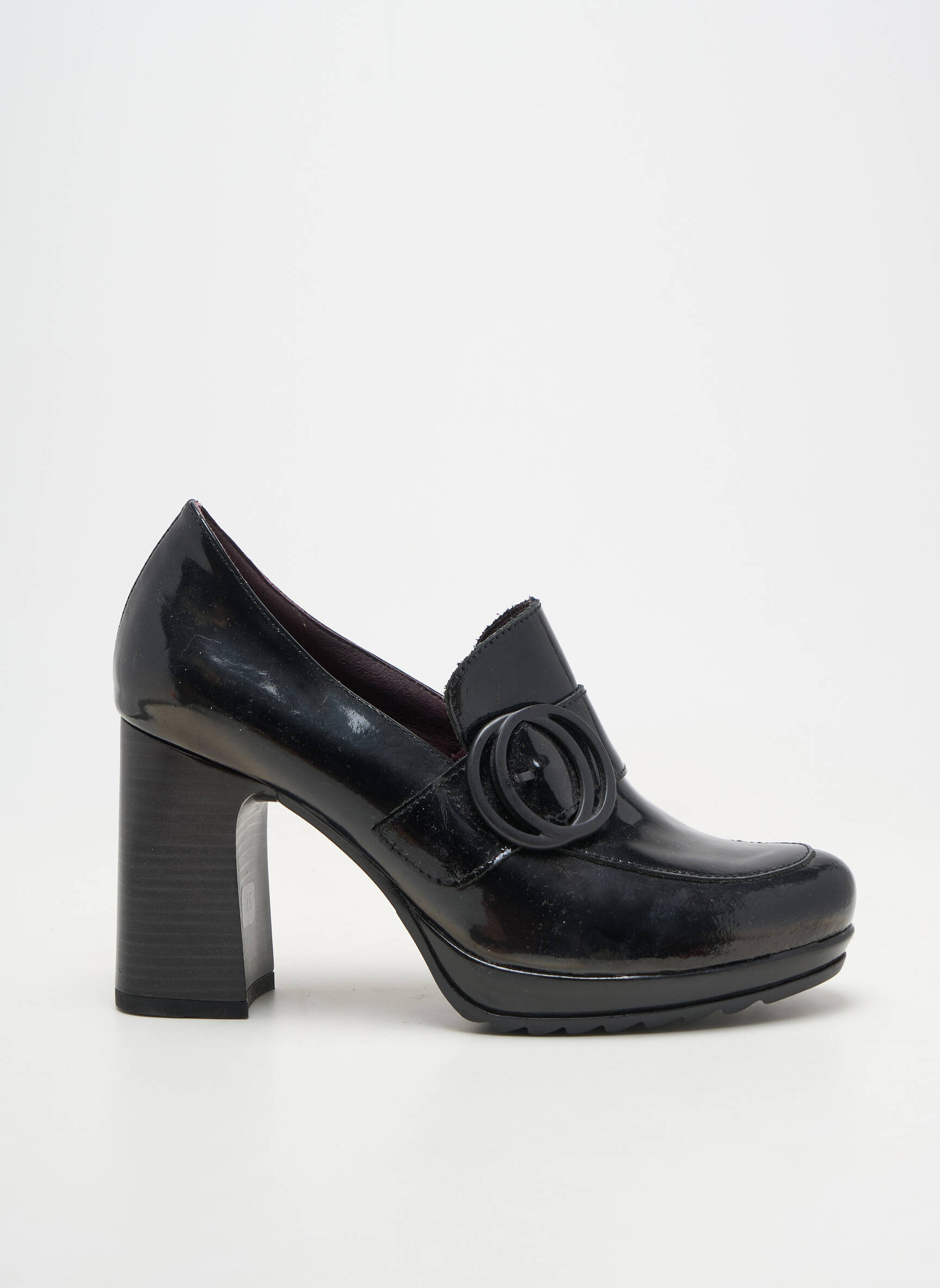 Mocassins tissage vernis talon de 7 à 9cm noir JOSE SAENZ femme