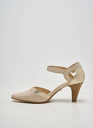 Escarpins tissage satiné talon de 7 à 9cm beige AYAME femme