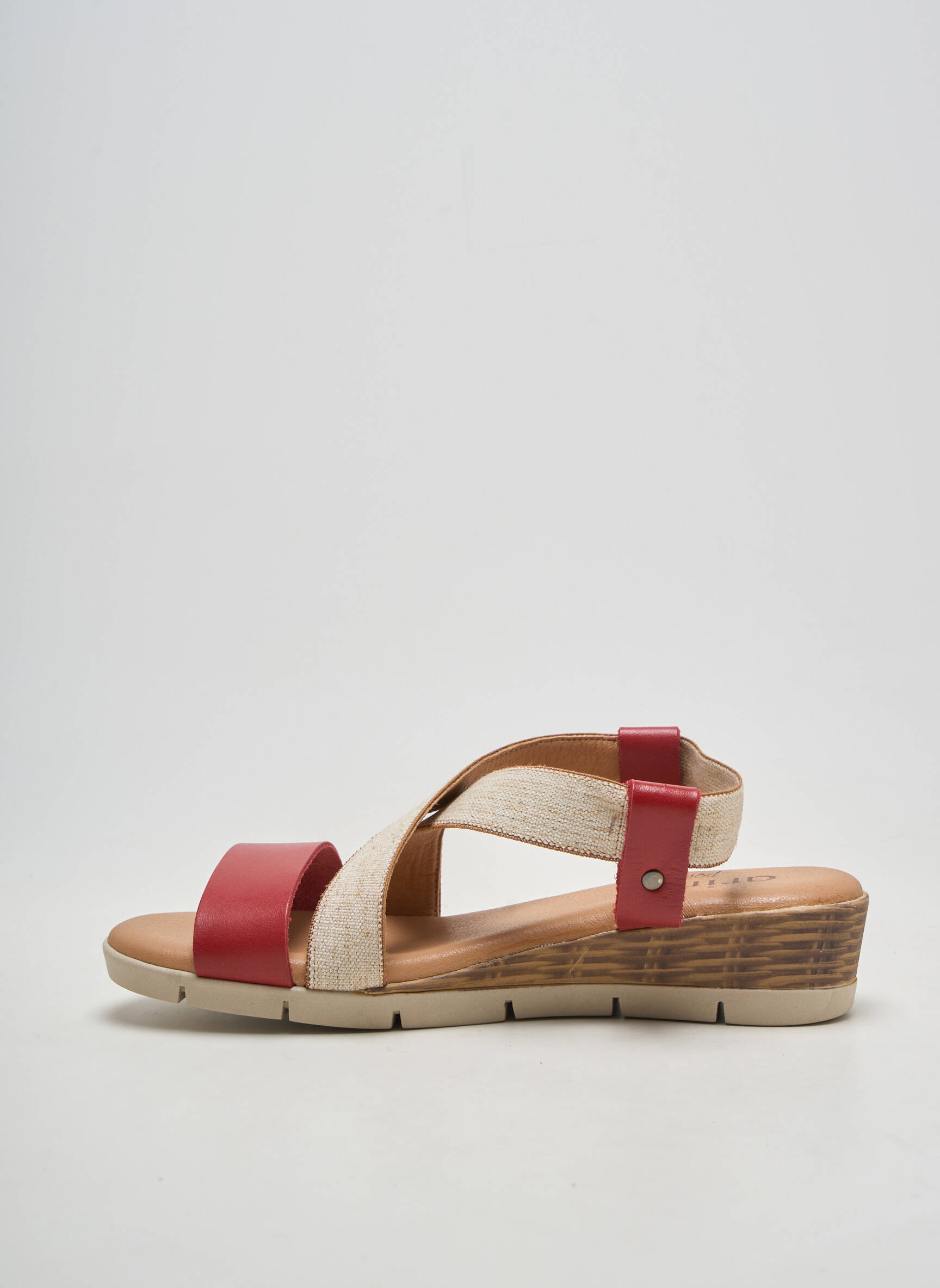 Sandales/nu pieds matière lisse talon de 4 à 6cm rouge ARIMA femme