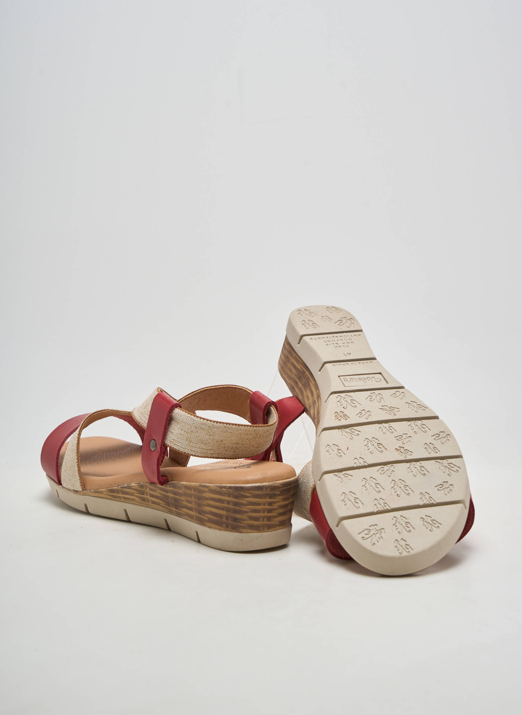 Sandales/nu pieds matière lisse talon de 4 à 6cm rouge ARIMA femme