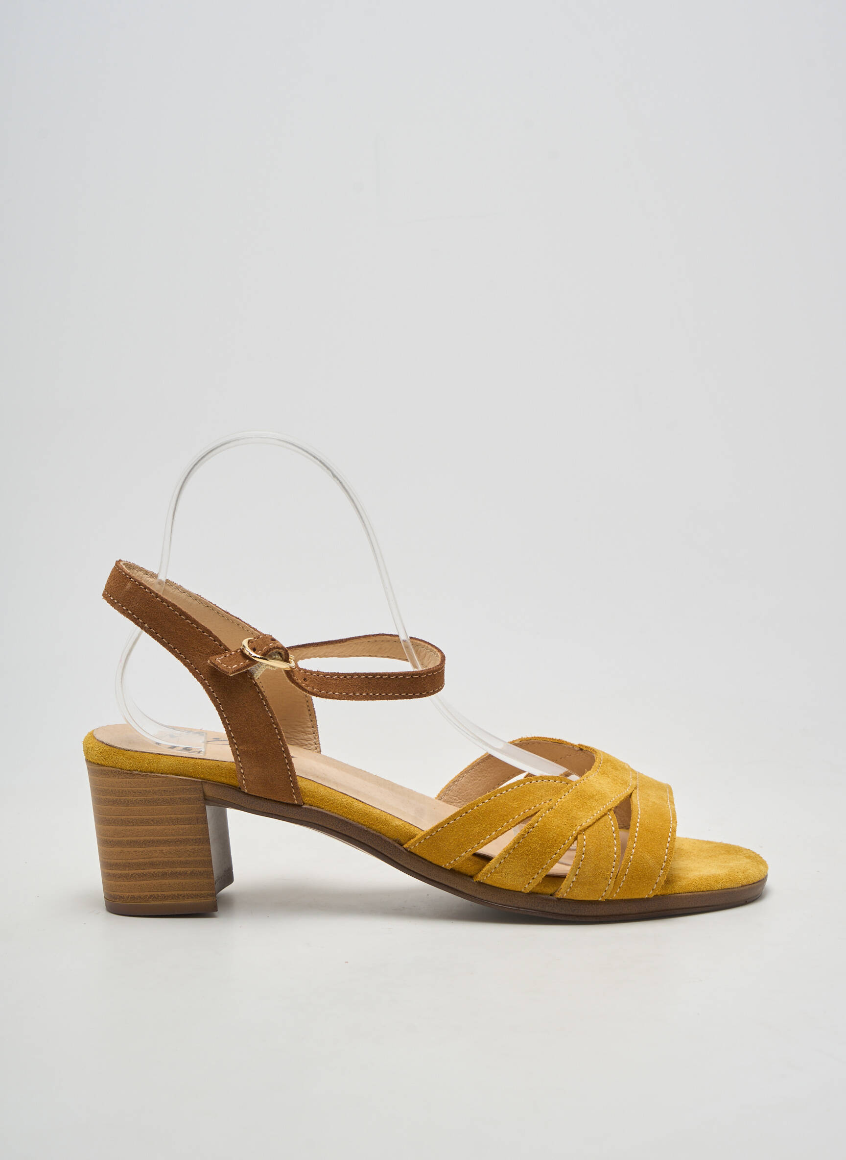 Sandales/nu pieds fermeture boucle(s) talon de 4 à 6cm jaune REBELLE femme