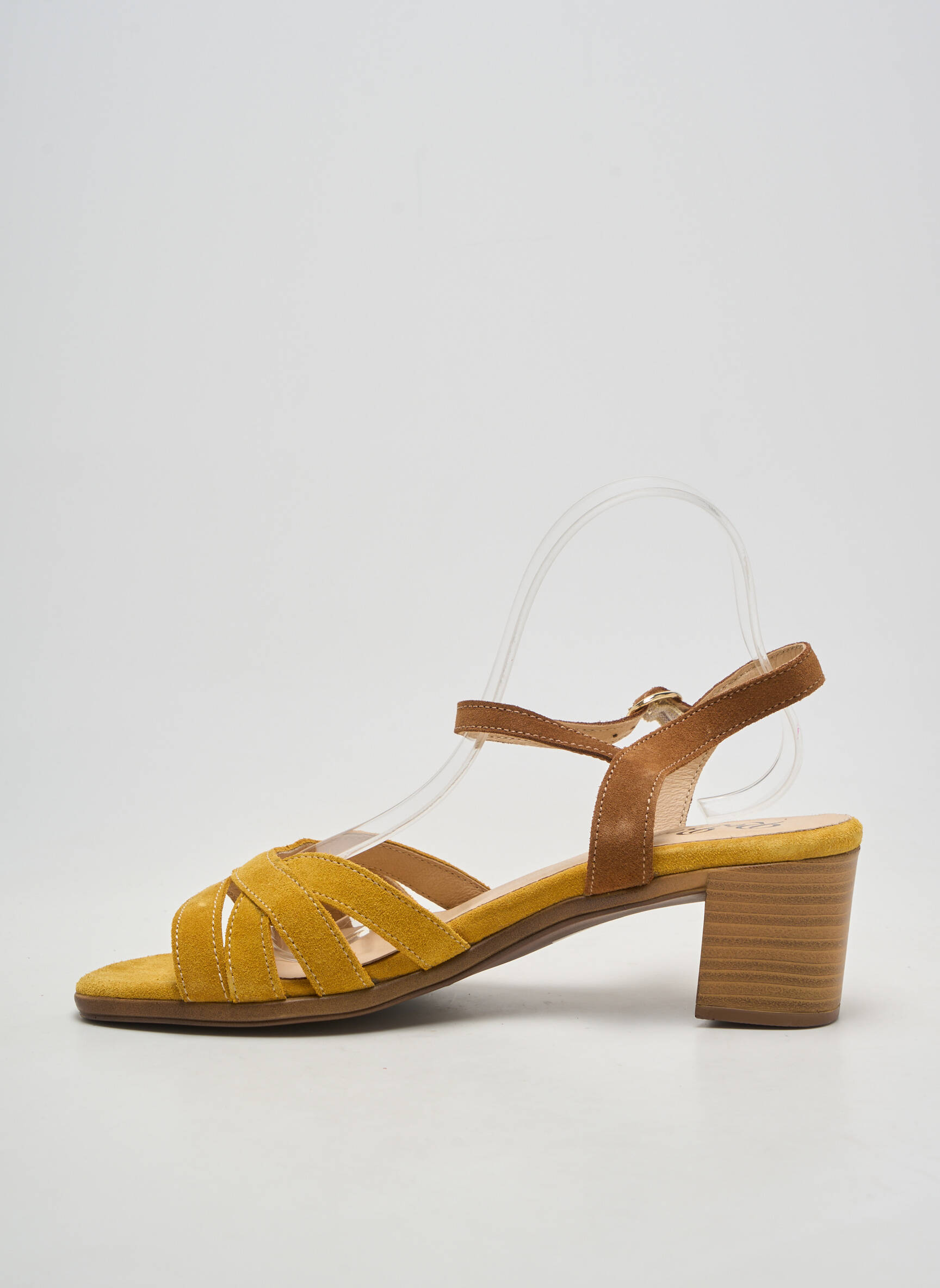 Sandales/nu pieds fermeture boucle(s) talon de 4 à 6cm jaune REBELLE femme