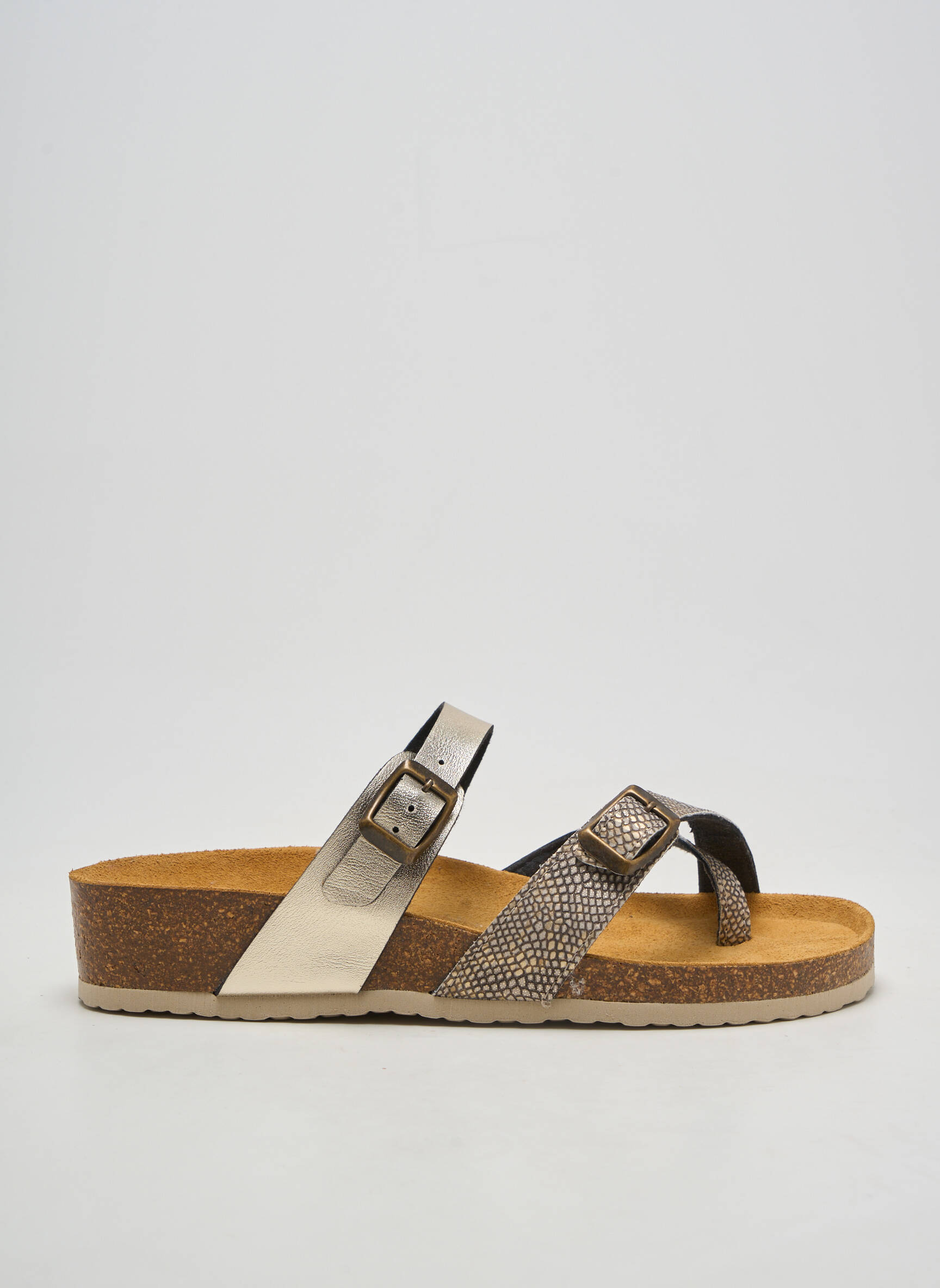 Tongs matière lisse talon plat jusqu'à 3cm gris ARIMA femme