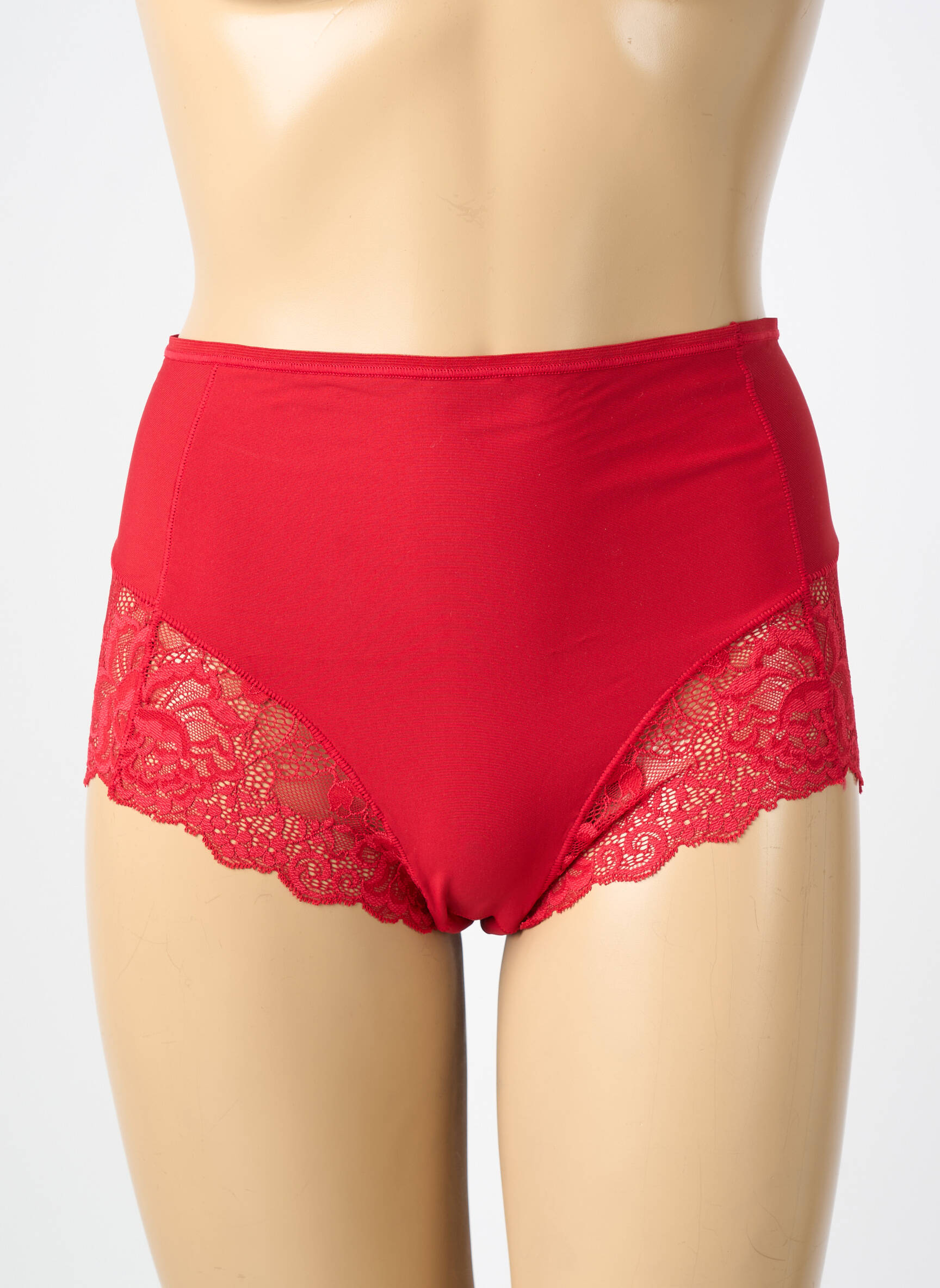 Culotte haute bi-matiére rouge JANIRA femme