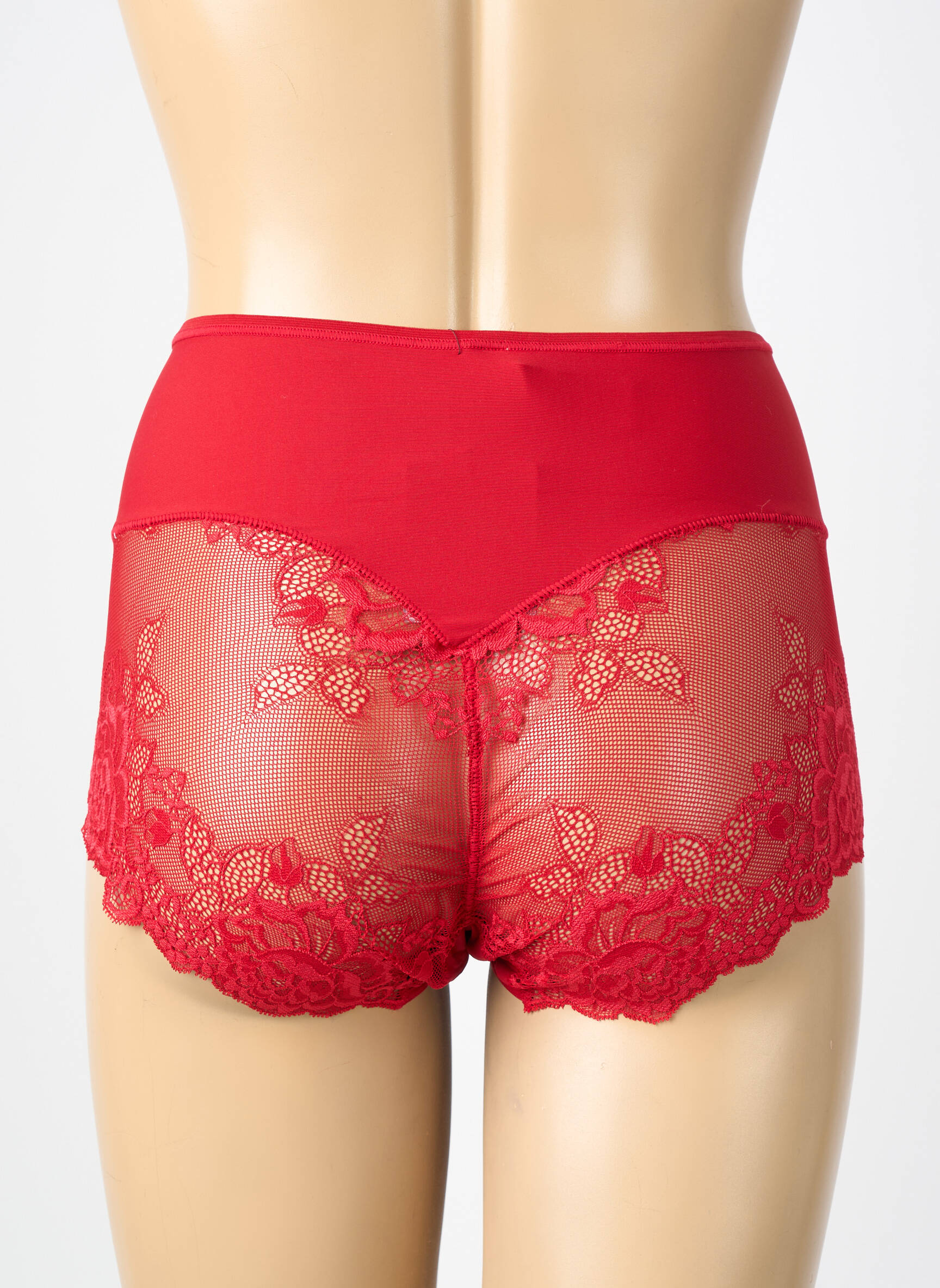 Culotte haute bi-matiére rouge JANIRA femme
