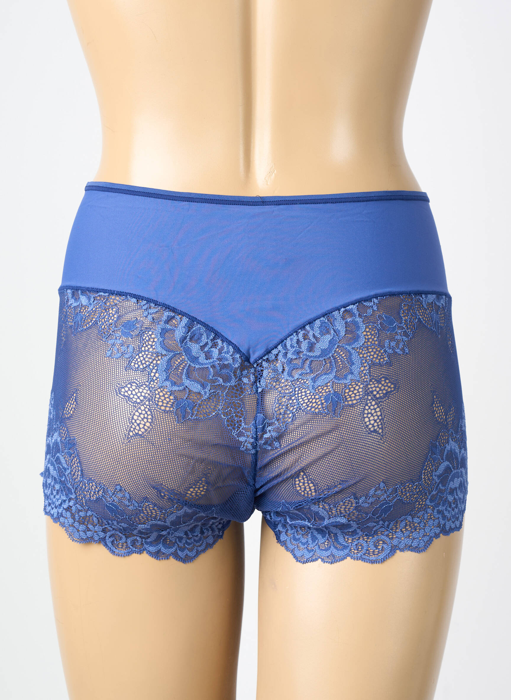 Culotte haute tissage dentelle bleu JANIRA femme